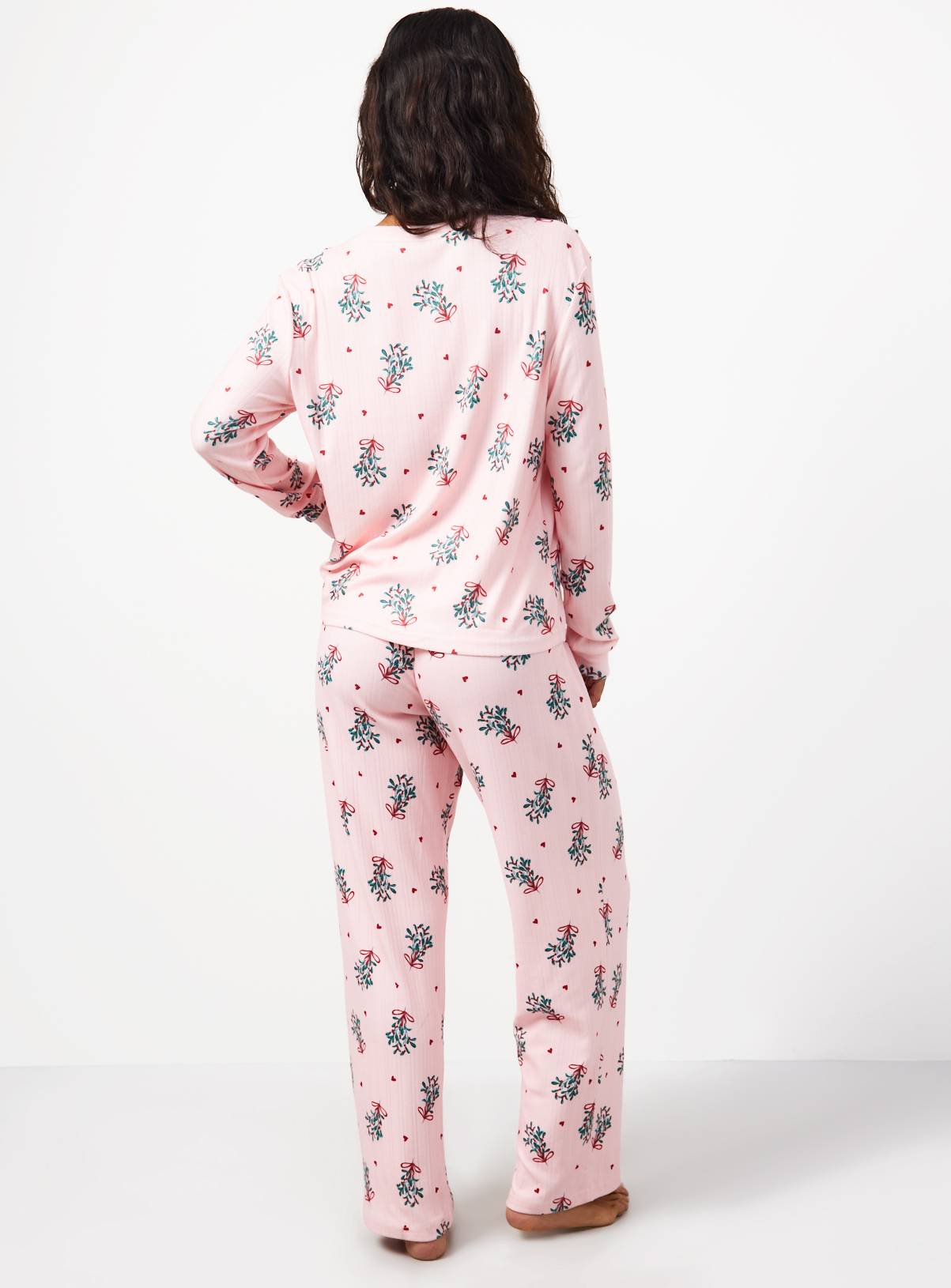 Christmas Pink Mistletoe Pointelle Pyjamas XS - Image 5