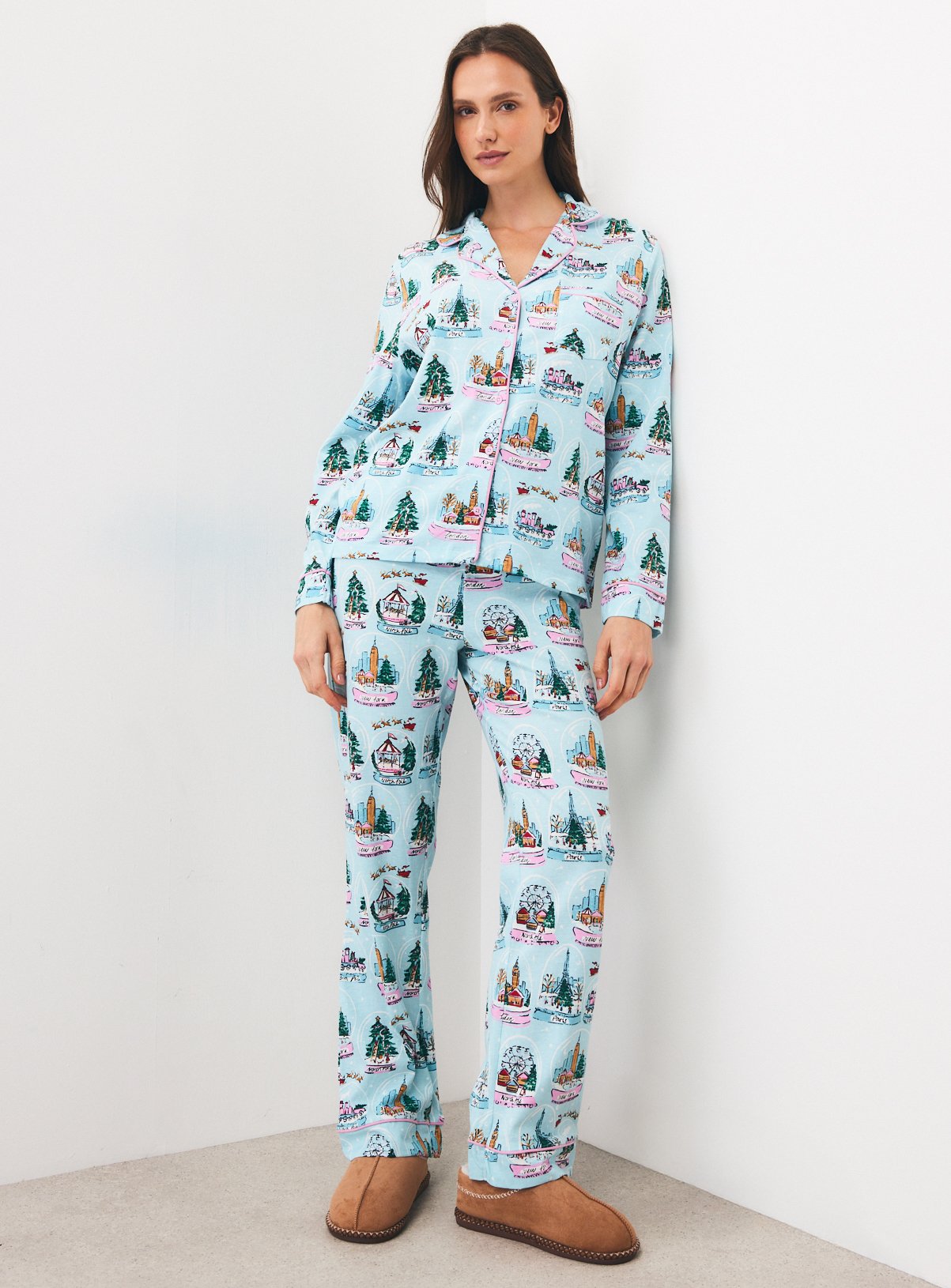 Blue Christmas Snowglobes Traditional Jersey Pyjamas XXL - Image 3 thumbnail