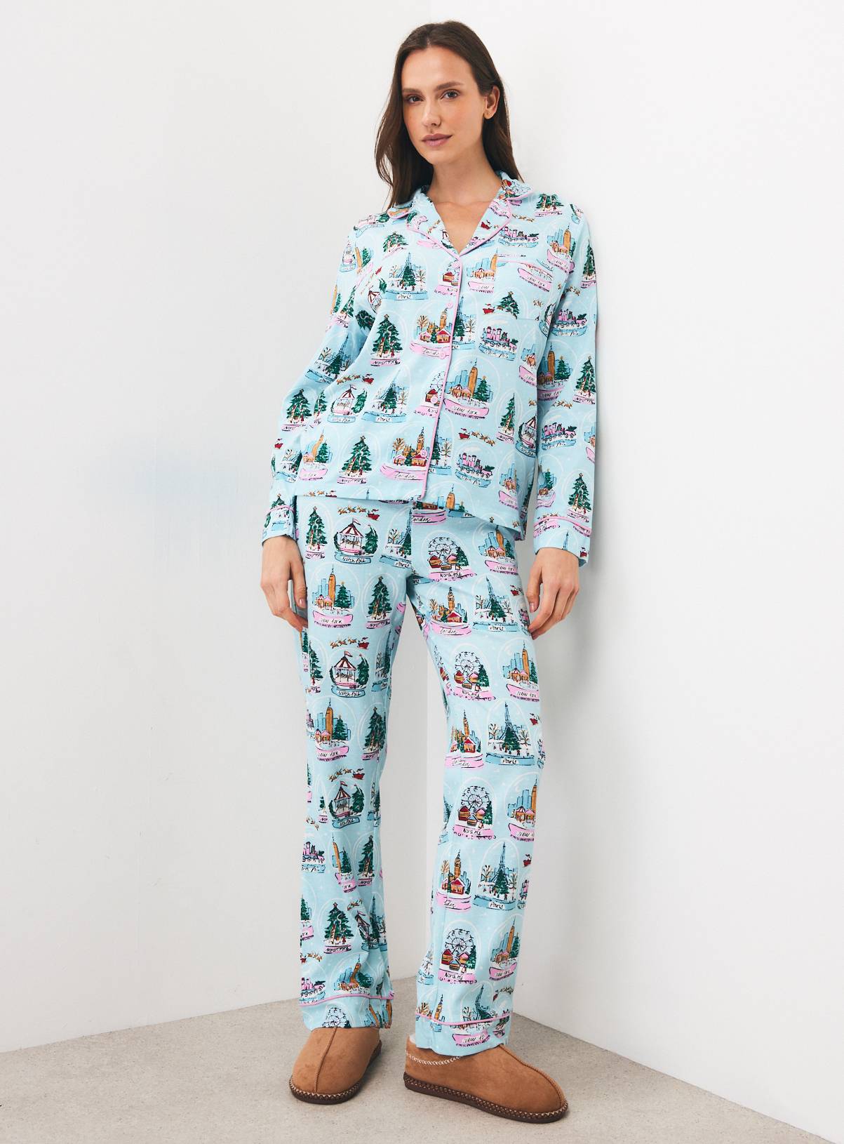 Blue Christmas Snowglobes Traditional Jersey Pyjamas XXL - Image 3