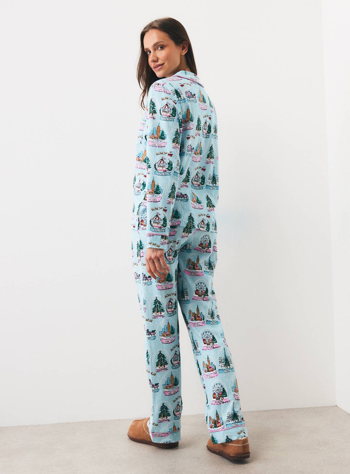 Blue Christmas Snowglobes Traditional Jersey Pyjamas XXL - Image 5