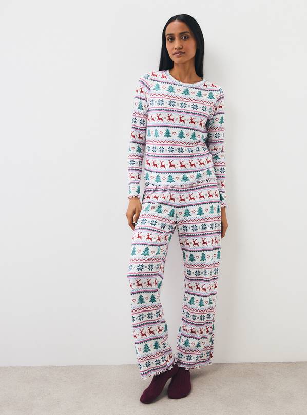 Christmas Fairisle Pointelle Pyjama Set XS