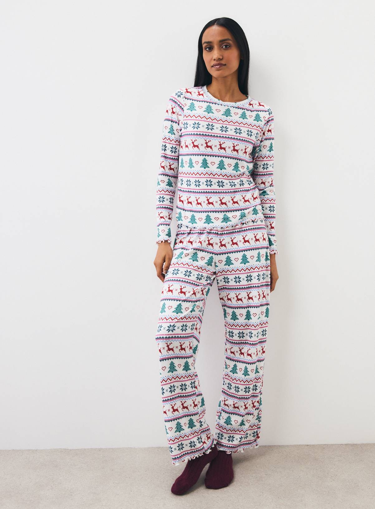 Christmas Fairisle Pointelle Pyjama Set XL - Image 1