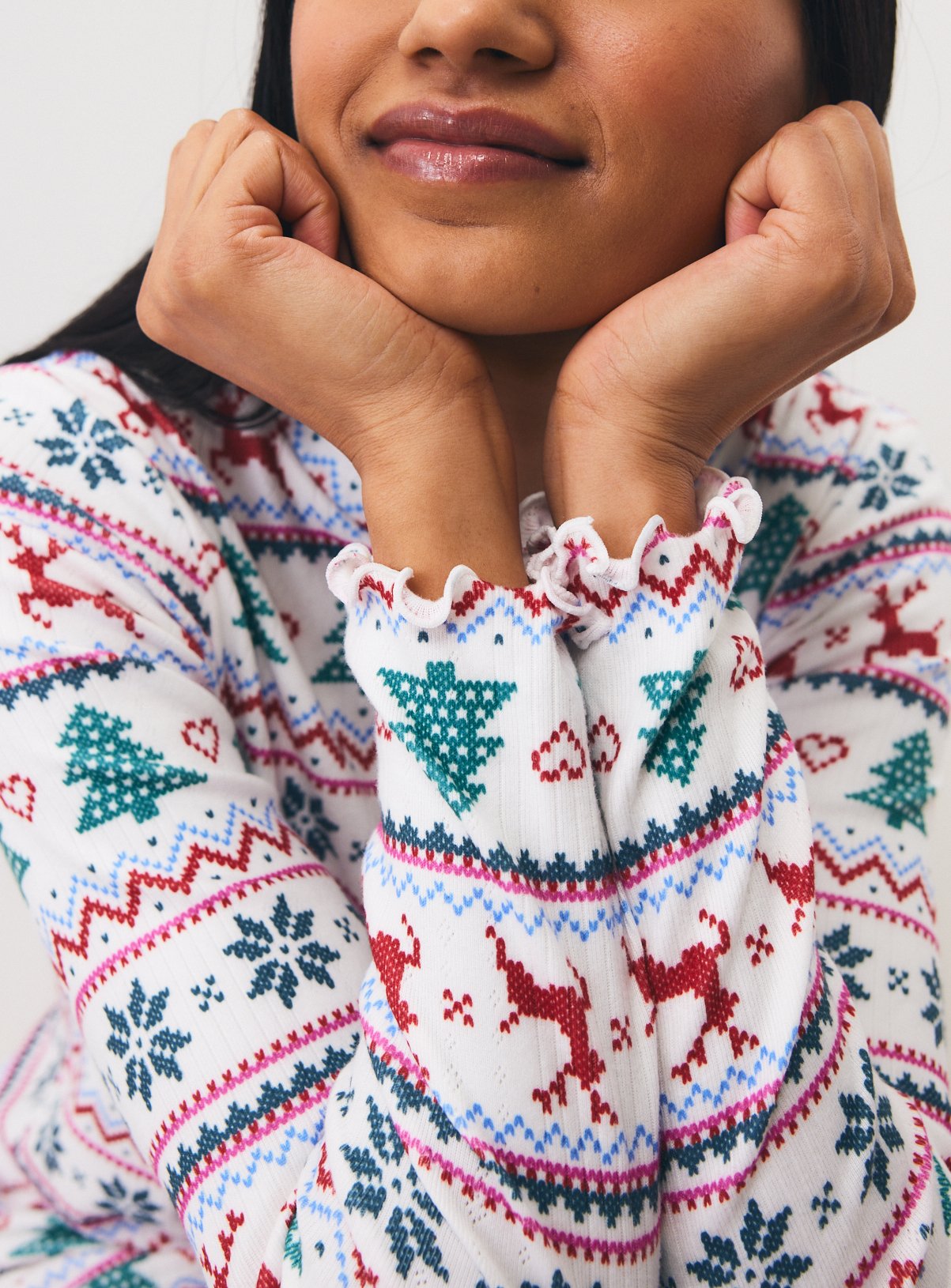 Christmas Fairisle Pointelle Pyjama Set XL - Image 2 thumbnail
