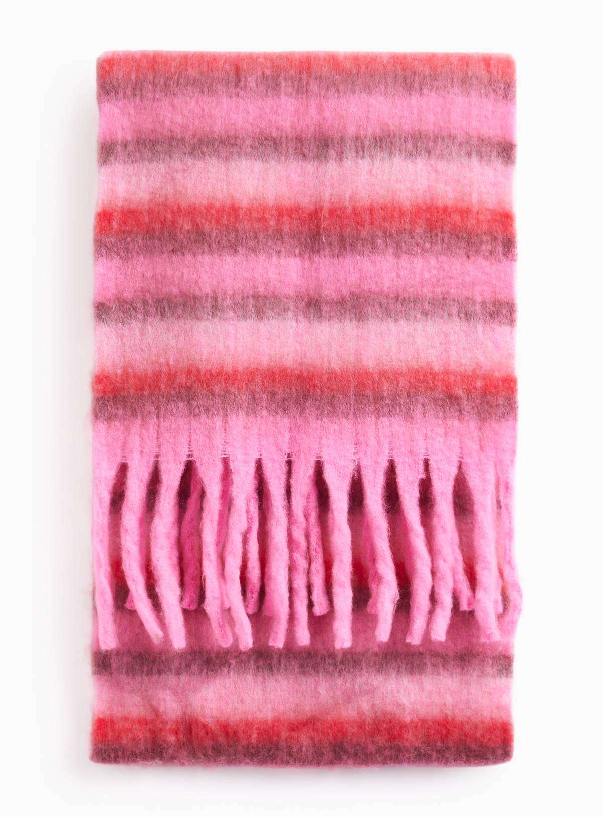 Pink Checked Heavyweight Fringe Scarf One Size - Image 2