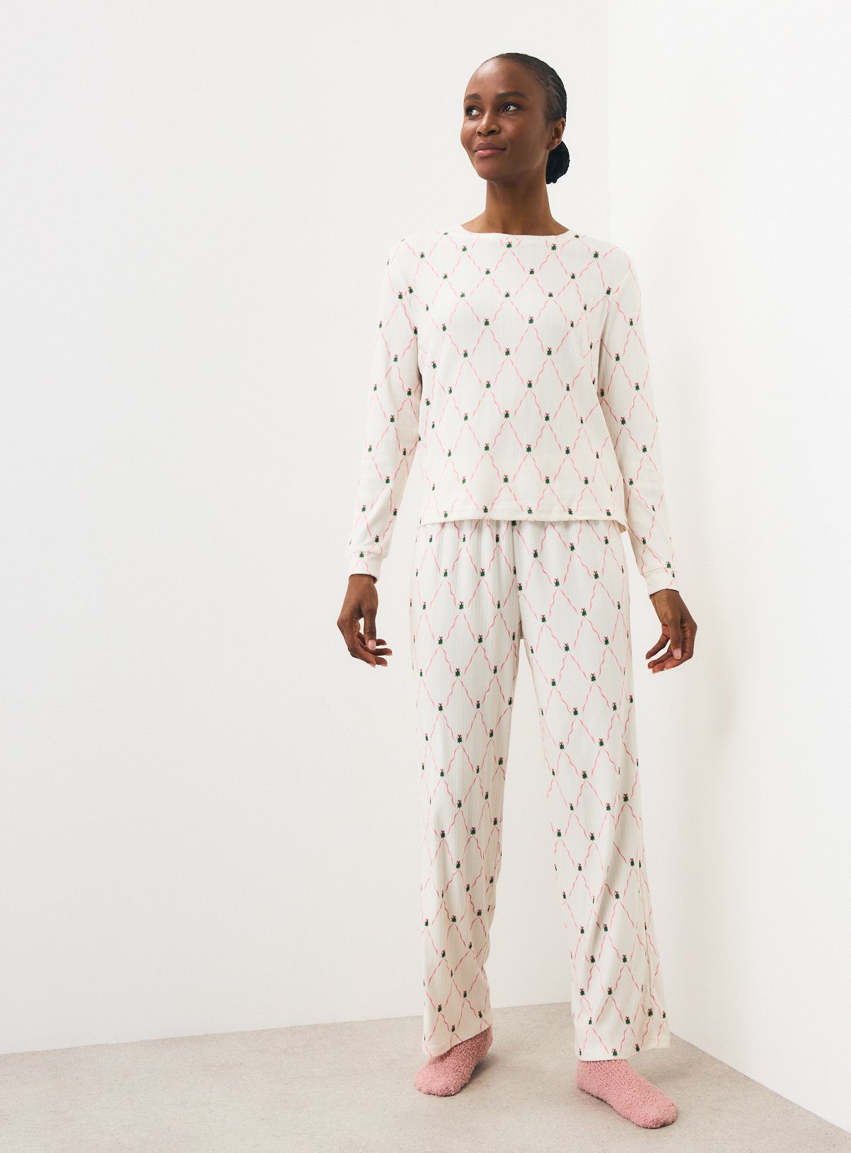 Christmas Tree Bow Pointelle Pyjamas M - Image 2 thumbnail