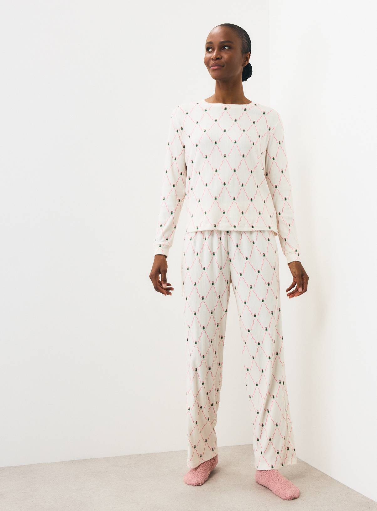 Christmas Tree Bow Pointelle Pyjamas M - Image 2