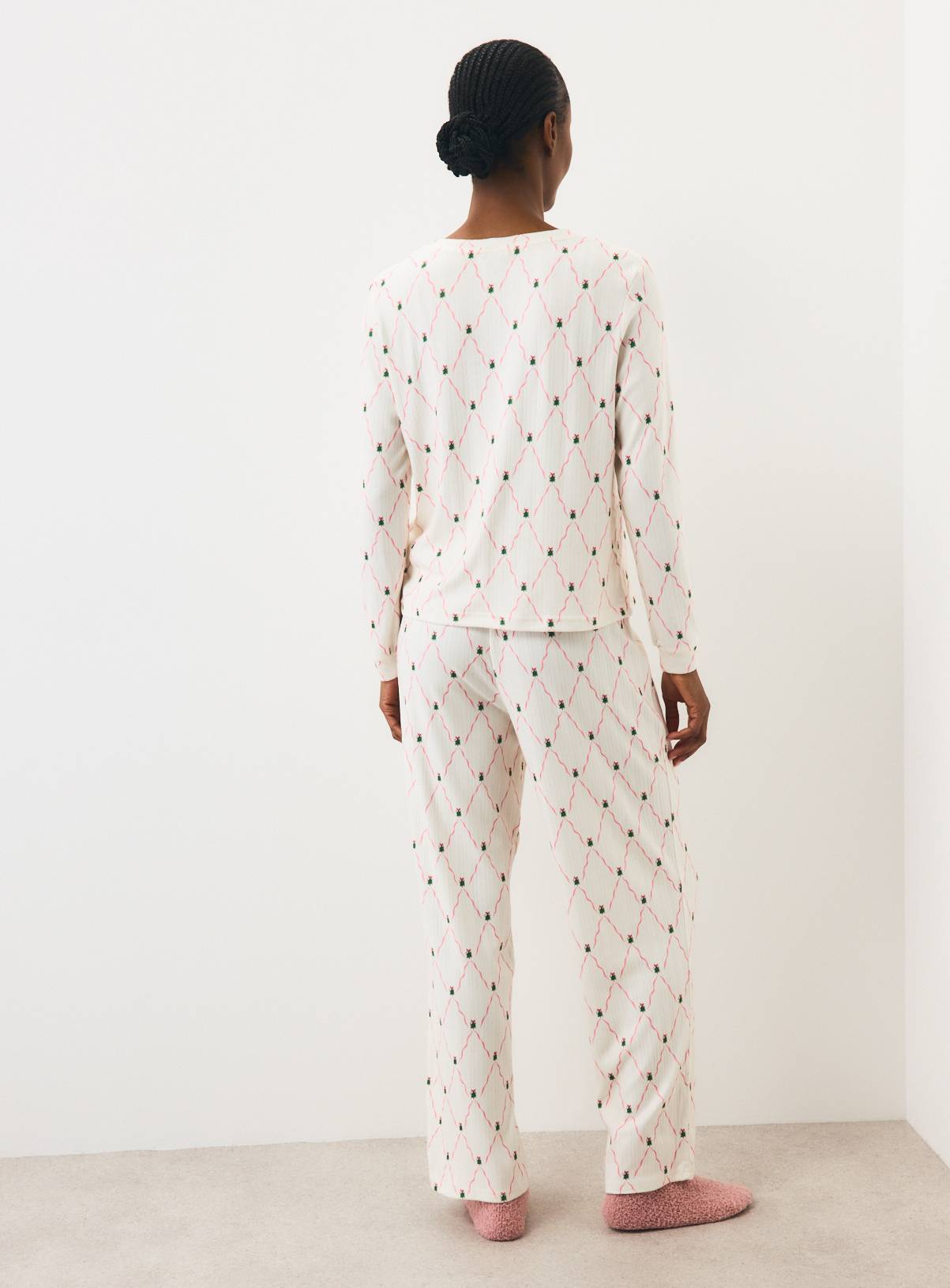 Christmas Tree Bow Pointelle Pyjamas M - Image 5