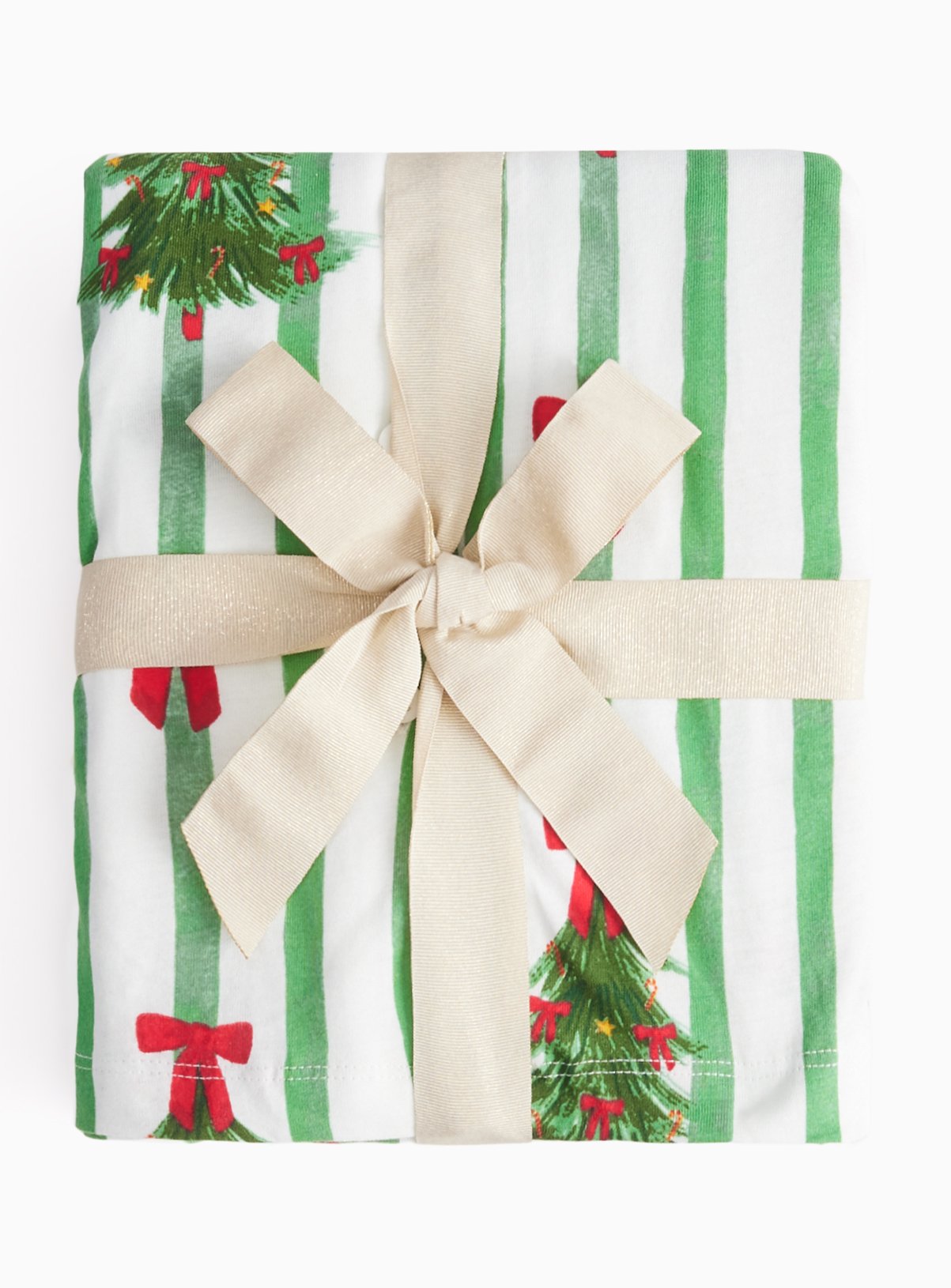 Green Stripe Christmas Tree Pyjama Set M - Image 2 thumbnail