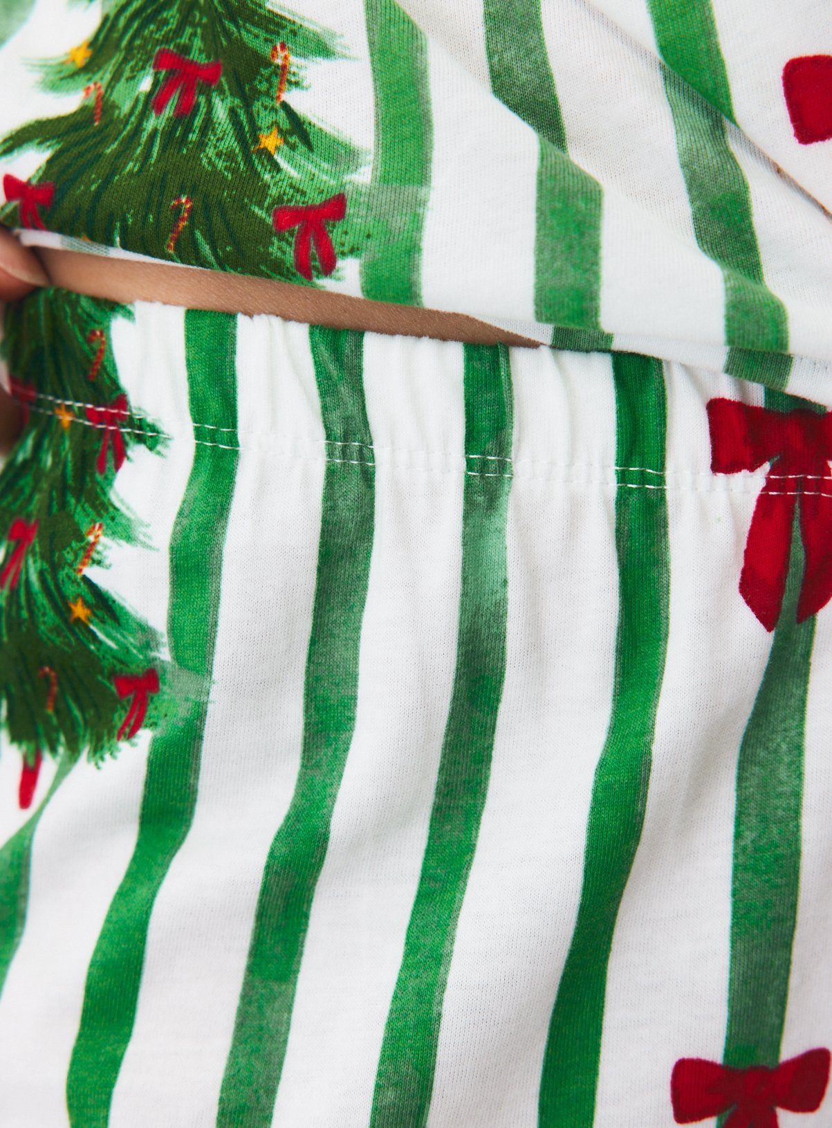 Green Stripe Christmas Tree Pyjama Set M - Image 3 thumbnail