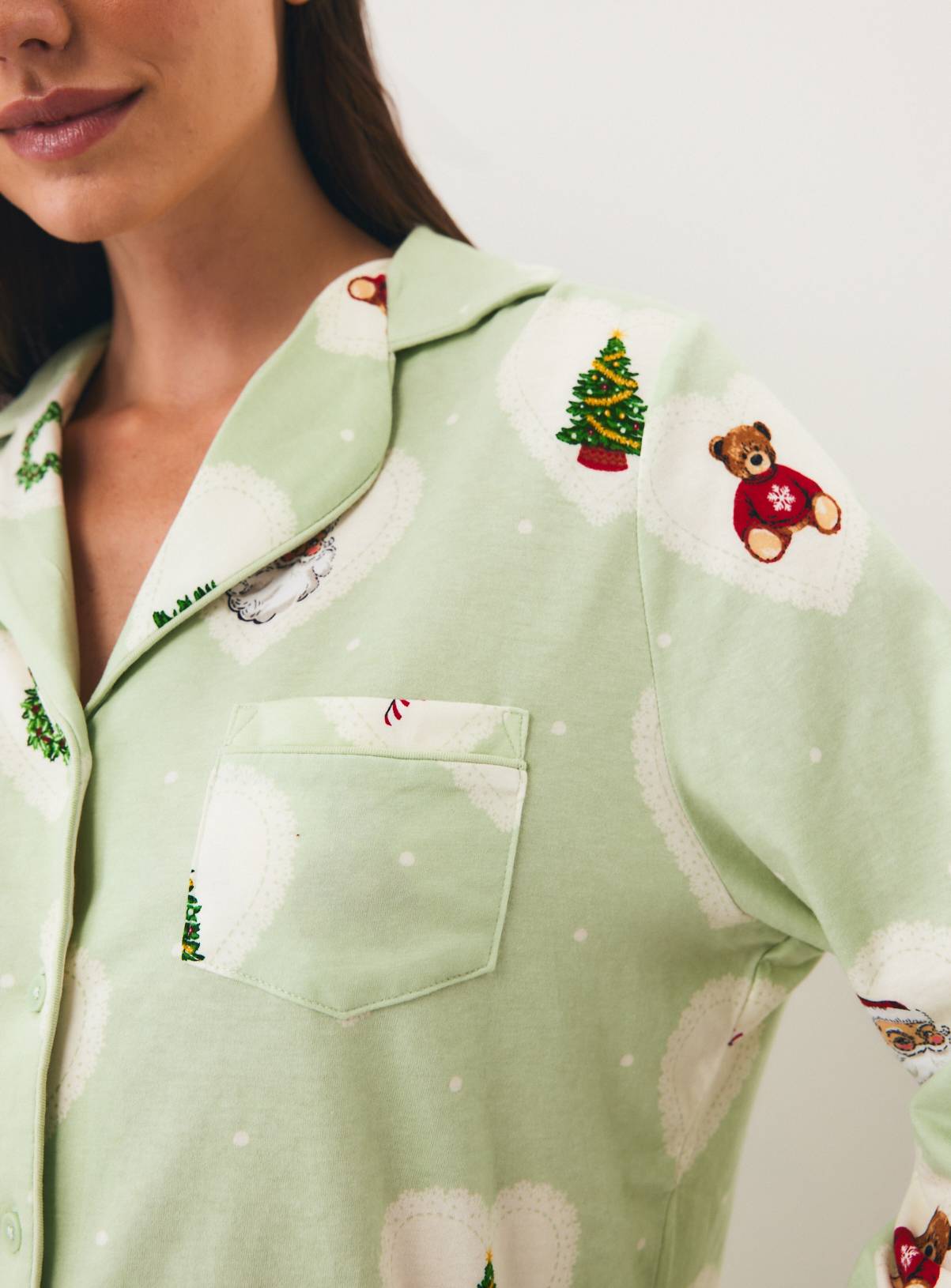 Sage Green Doily Icon Print Pyjama Set XS - Image 3