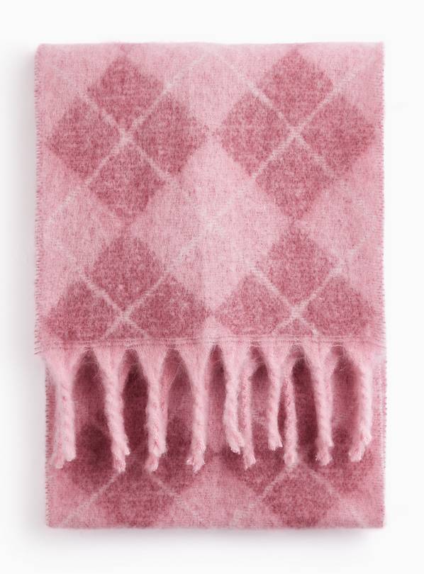Pink Argyle Scarf One Size