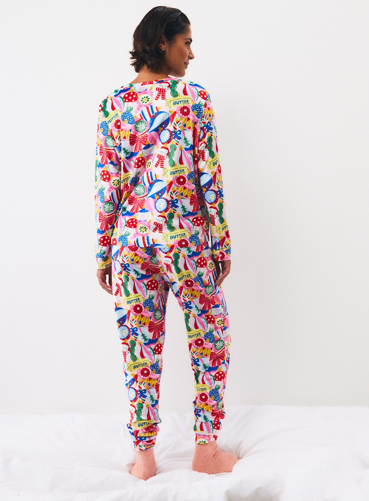 Christmas Pink Baubles Print 2-Piece Pyjama Set S - Image 5 thumbnail