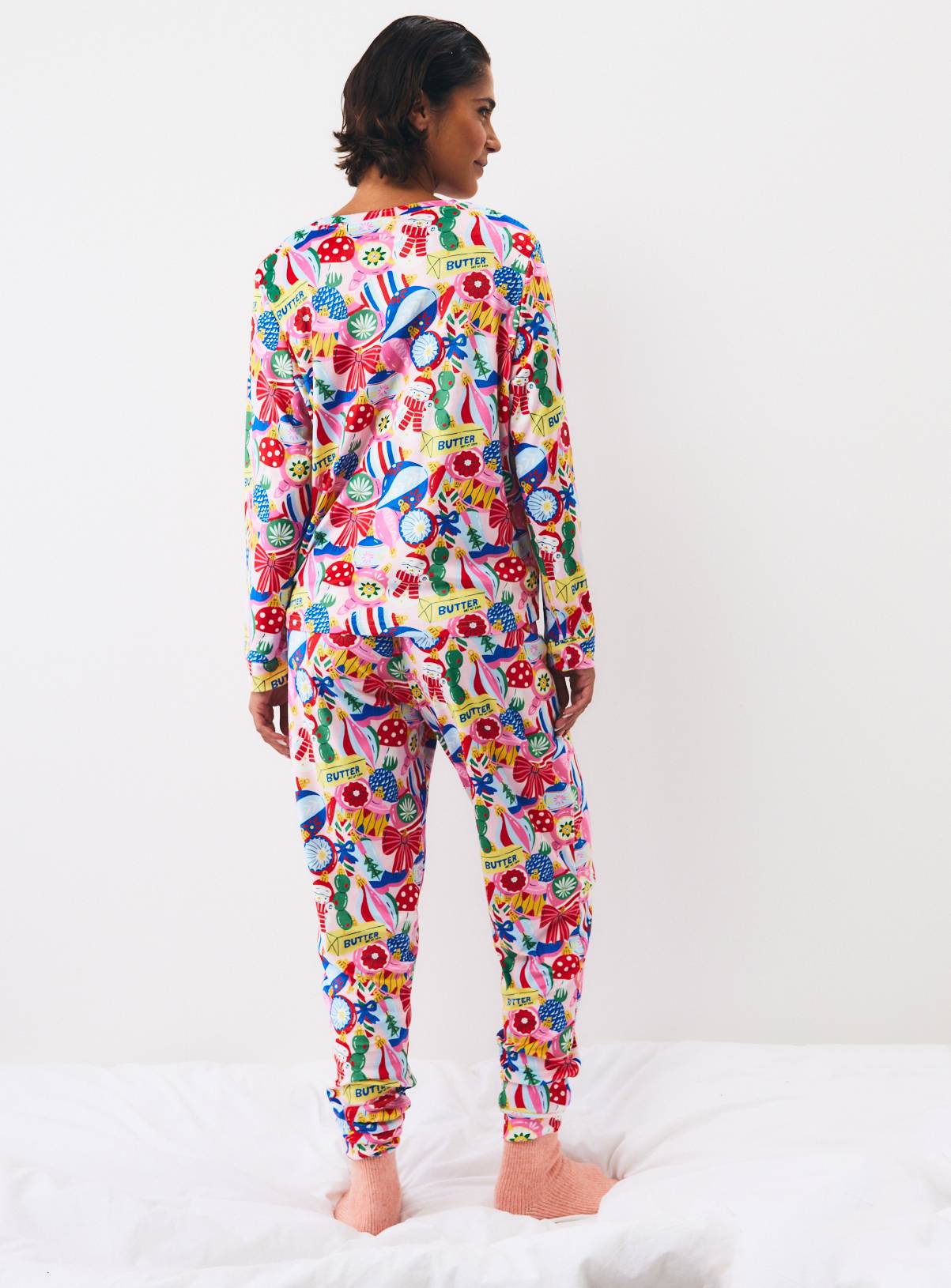 Christmas Pink Baubles Print 2-Piece Pyjama Set S - Image 5