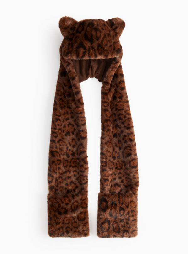 Leopard Print Hooded Scarf 3-5 years