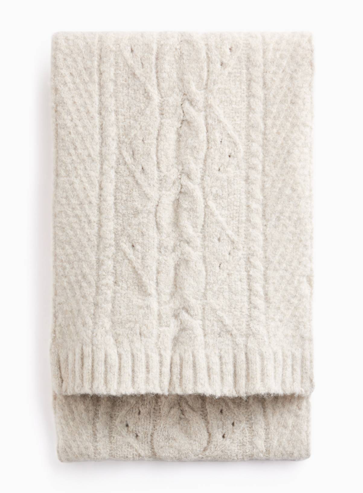Cream Cable Knit Scarf One Size - Image 2