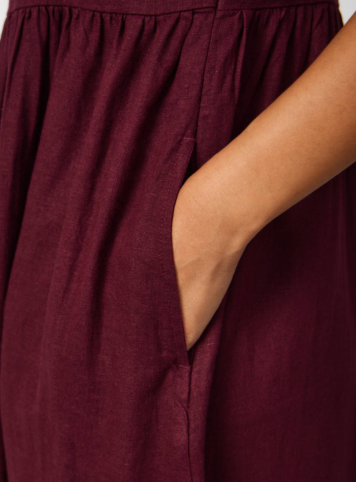 Red Linen Blend Linen Waisted Dress 10 - Image 3