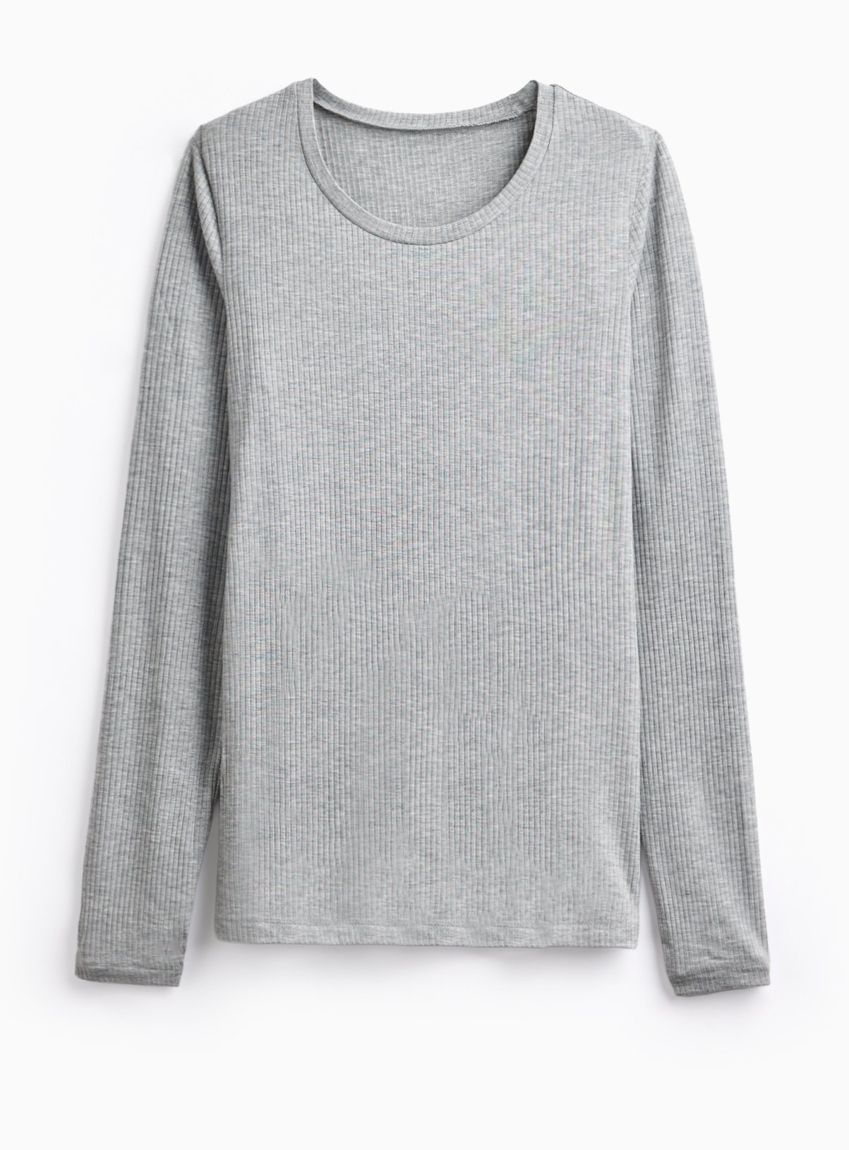 Grey Thermal Ribbed Long Sleeve Top M - Image 3 thumbnail