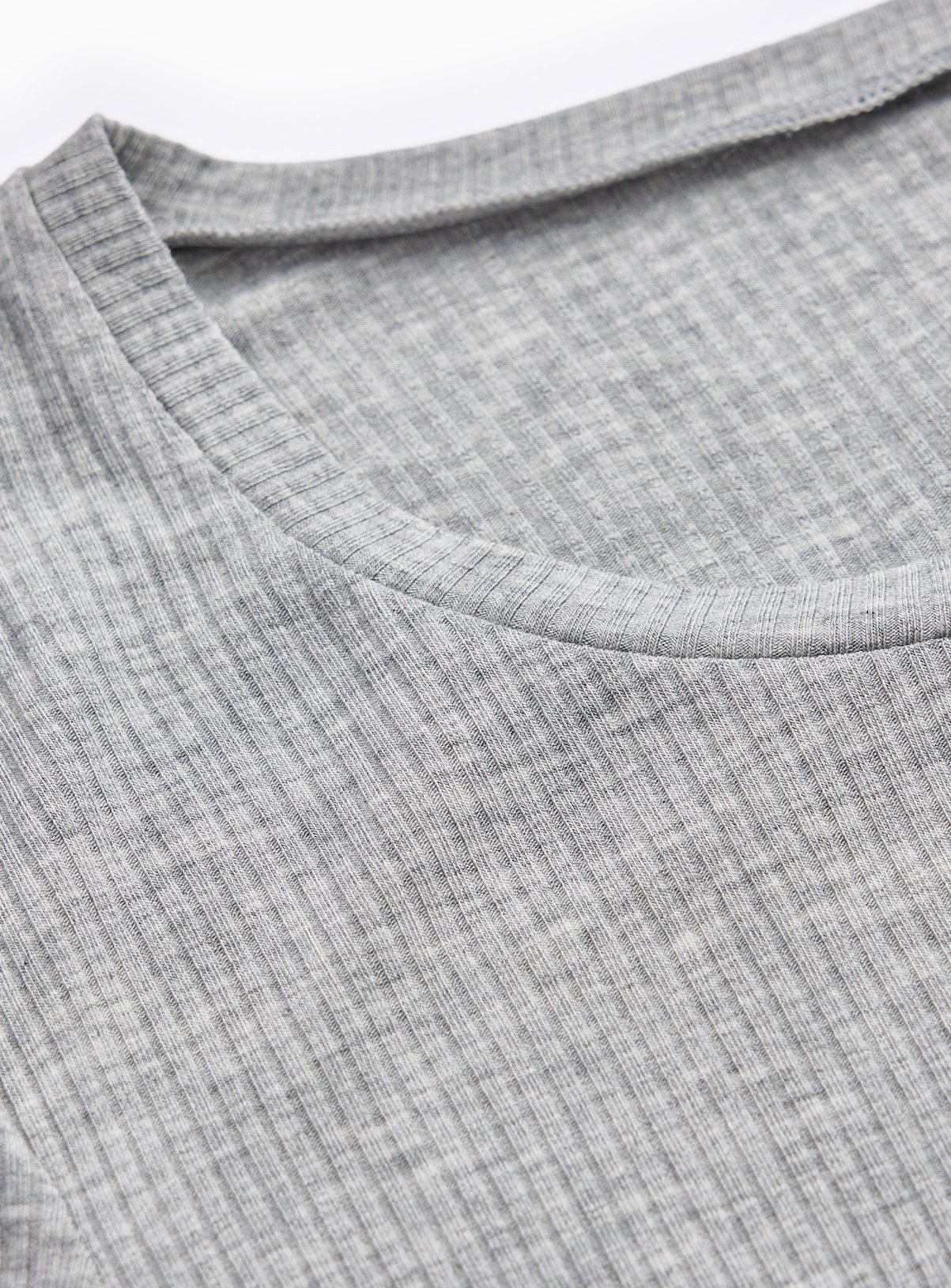 Grey Thermal Ribbed Long Sleeve Top M - Image 4 thumbnail