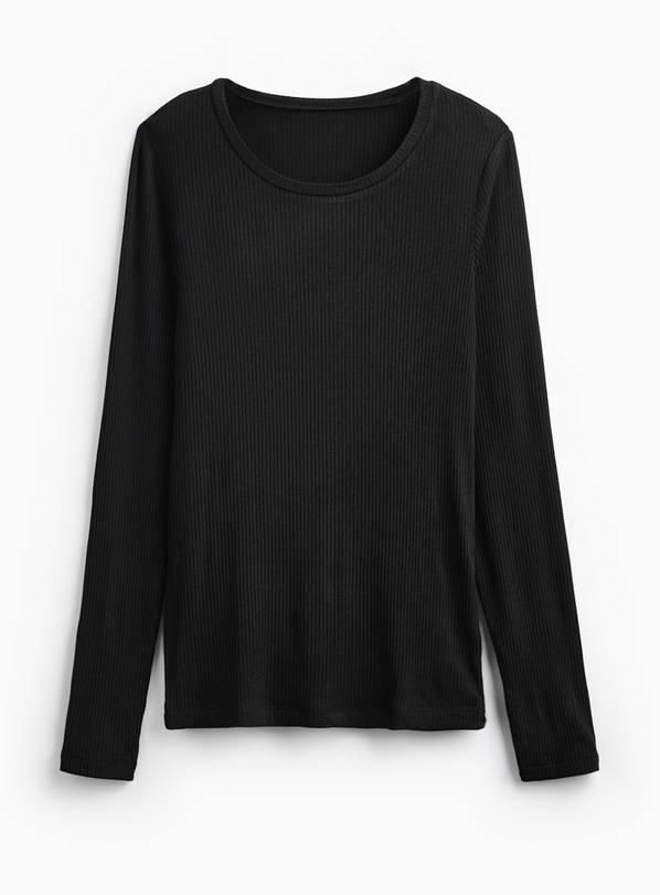 Black Thermal Ribbed Long Sleeve Top XS