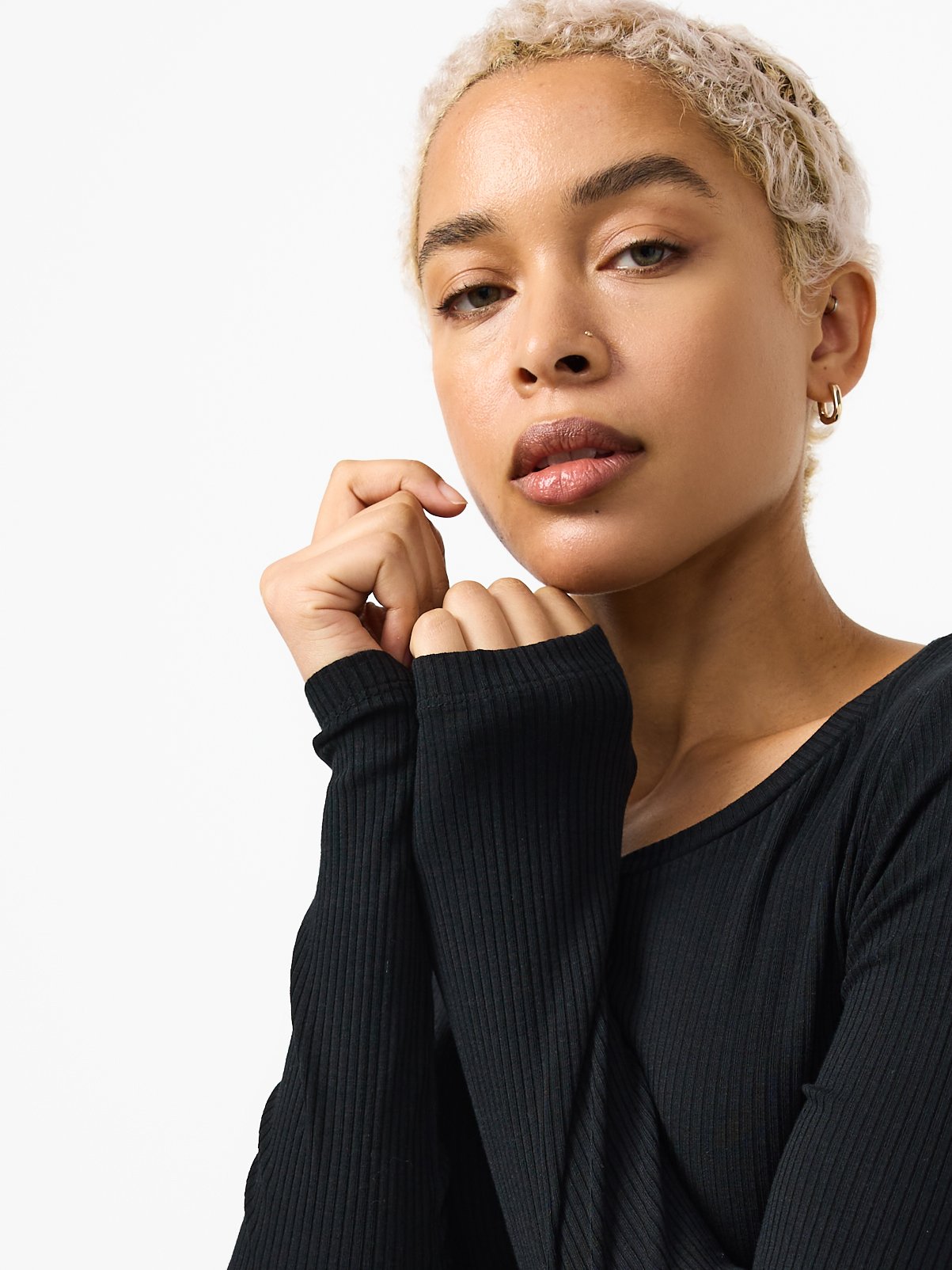 Black Thermal Ribbed Long Sleeve Top XL - Image 2 thumbnail
