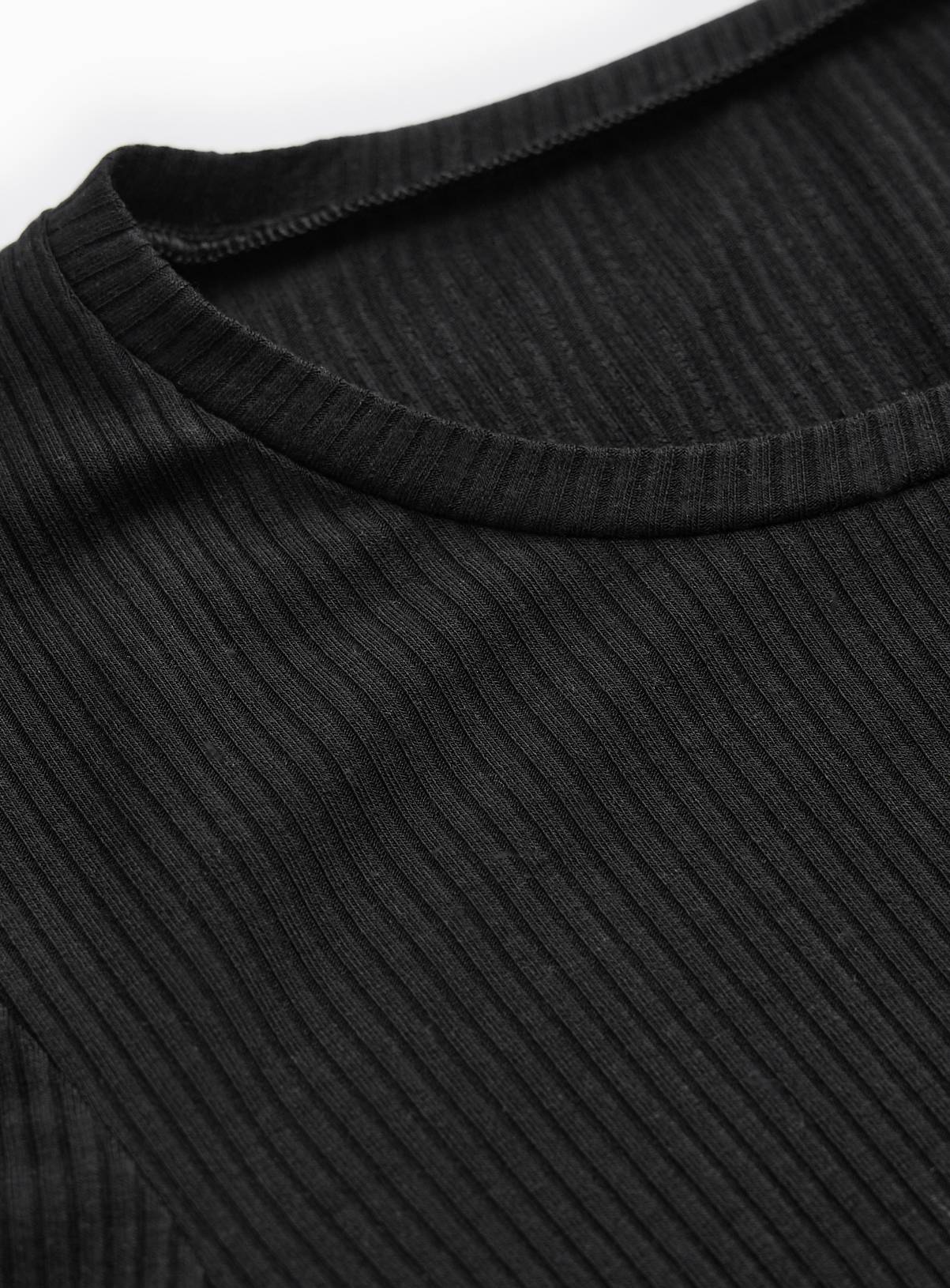 Black Thermal Ribbed Long Sleeve Top XL - Image 4