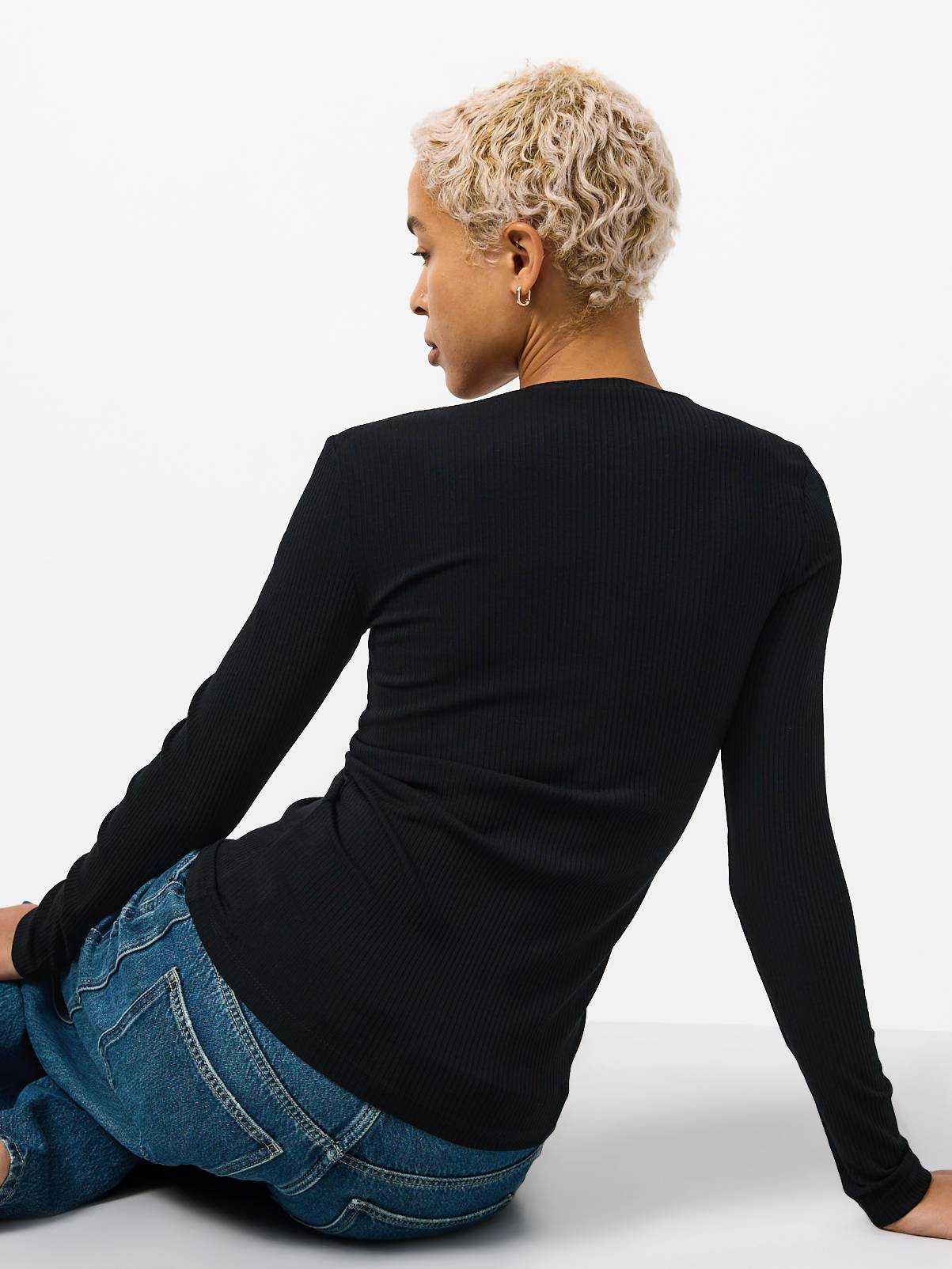 Black Thermal Ribbed Long Sleeve Top XL - Image 6