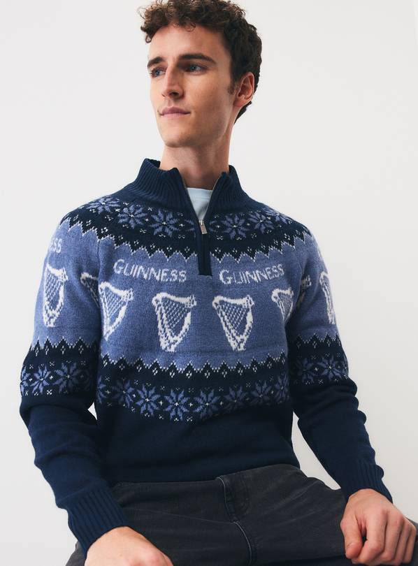Guinness Fairisle Half-Zip Christmas Jumper XXXL