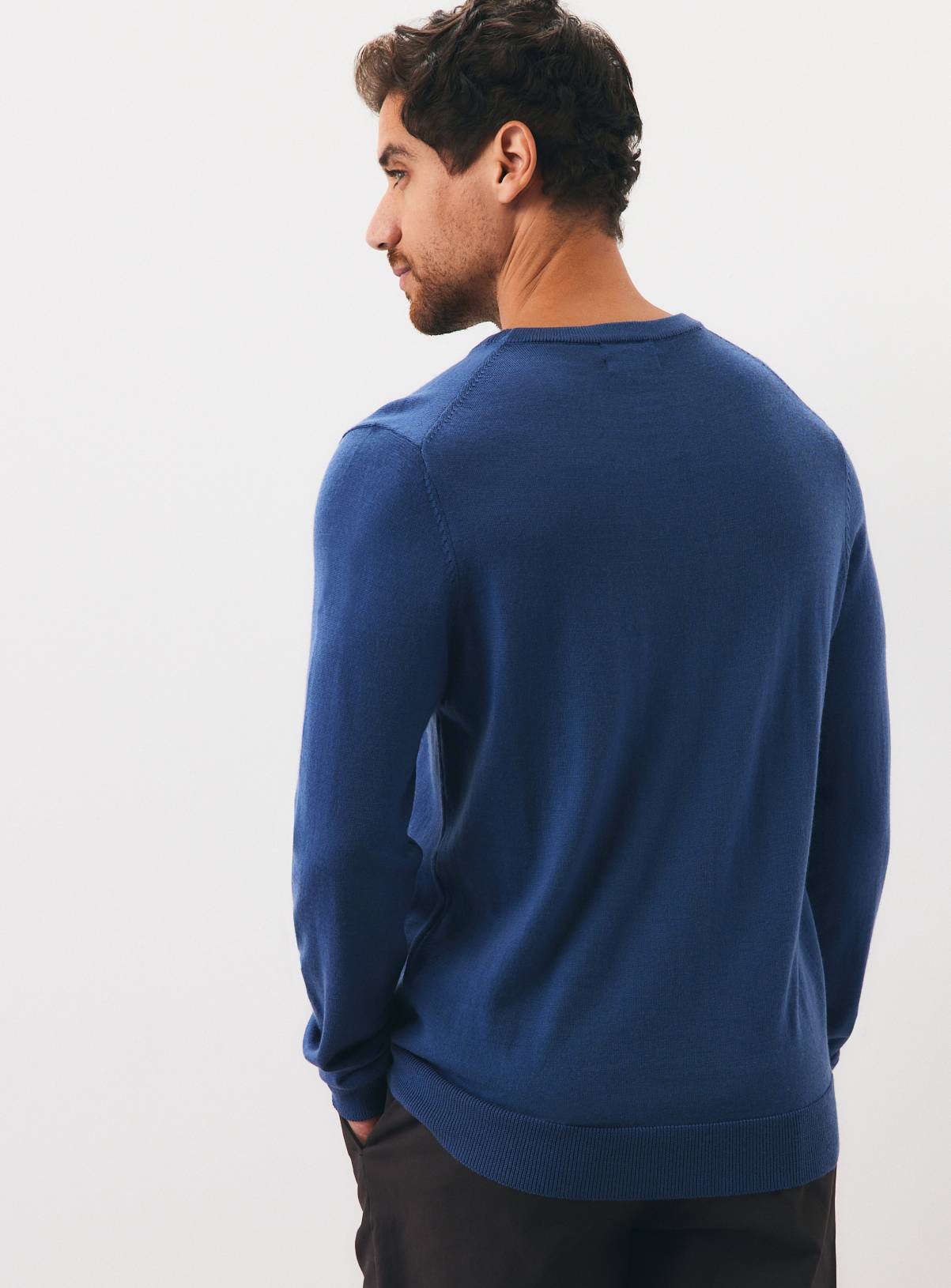 Blue Merino Wool Crew Neck Jumper XXXL - Image 5