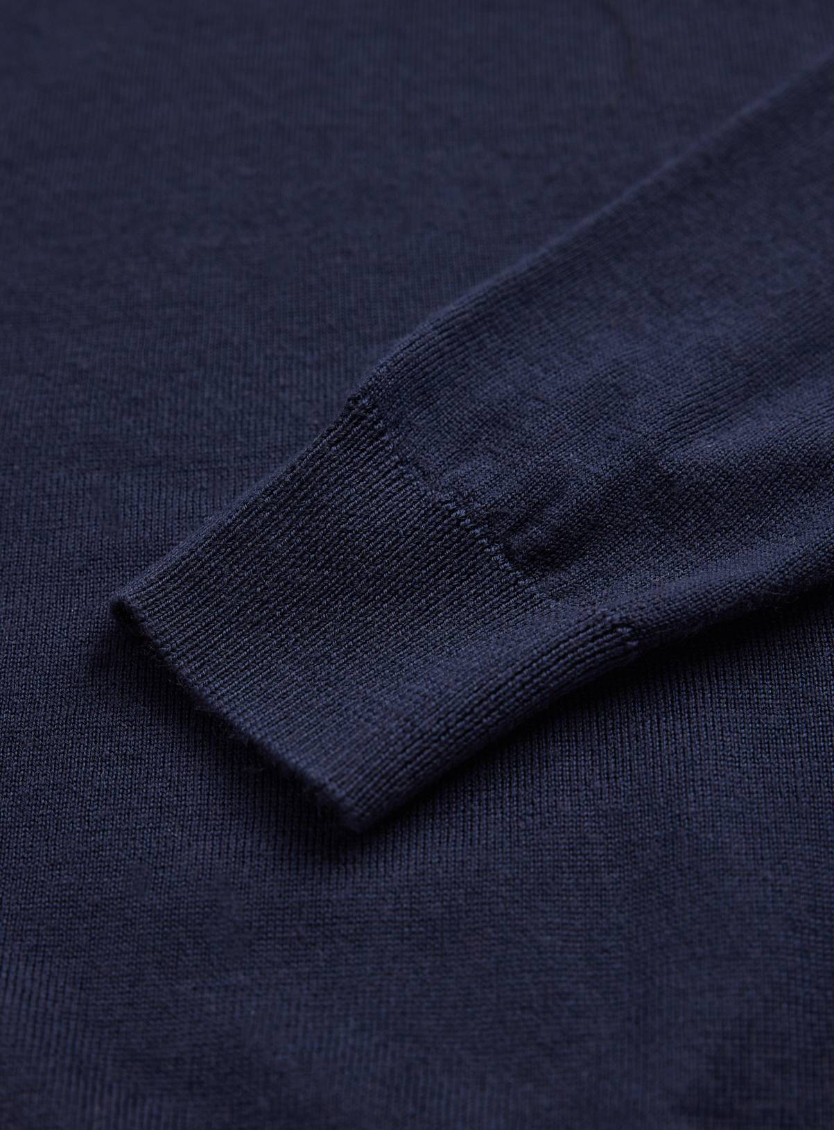 Navy Merino Wool Long Sleeve Polo Shirt XXL - Image 2