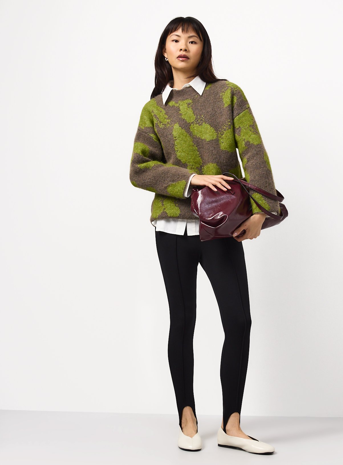  Green Pattern Jacquard Long Sleeve Jumper XS - Image 2 thumbnail