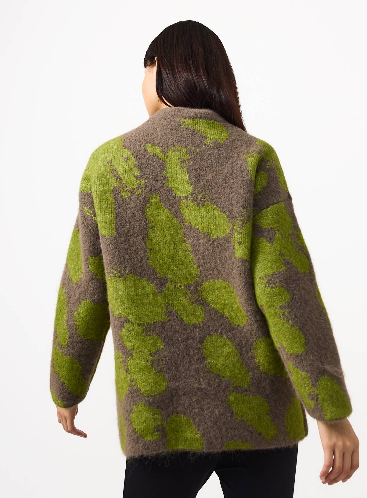 Green Pattern Jacquard Long Sleeve Jumper XS - Image 4