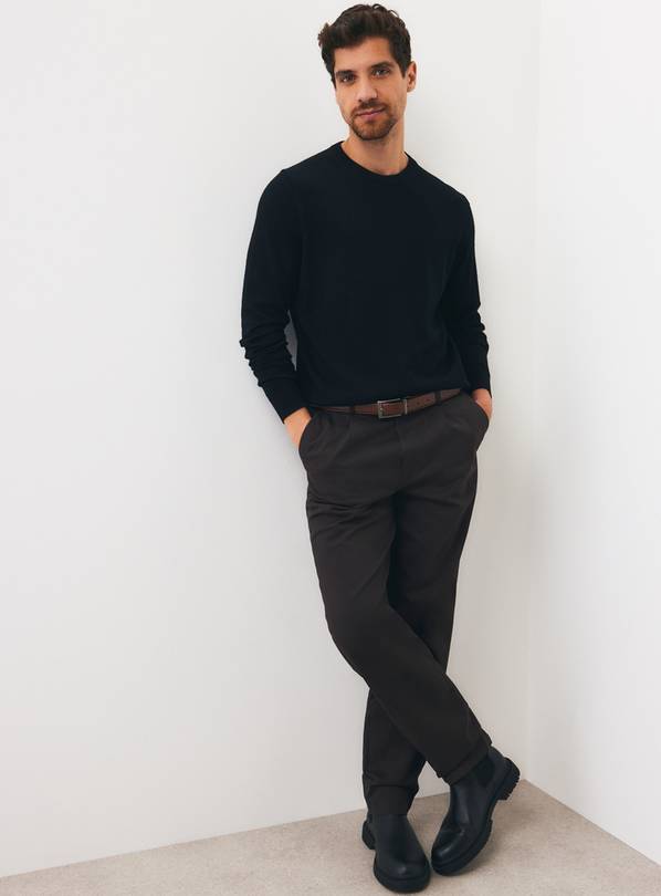 Black Merino Crew Neck Jumper XXXXL