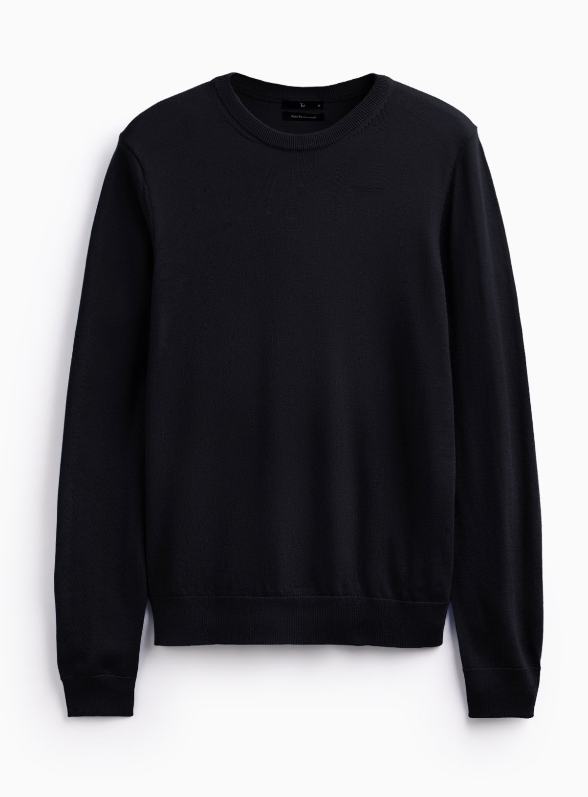 Black Merino Crew Neck Jumper L - Image 3 thumbnail