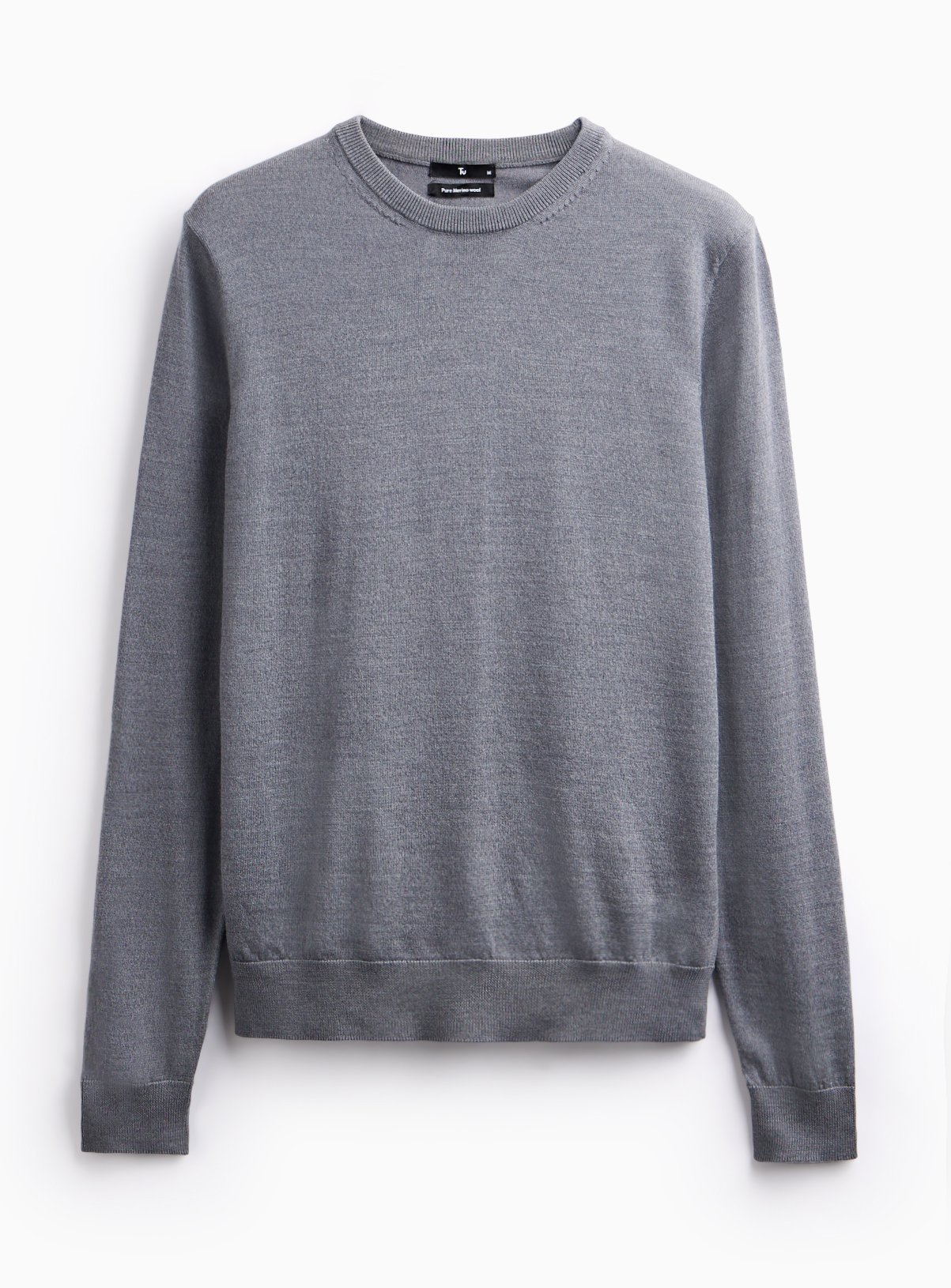 Grey Merino Wool Crew Neck Jumper XXXXL - Image 3 thumbnail