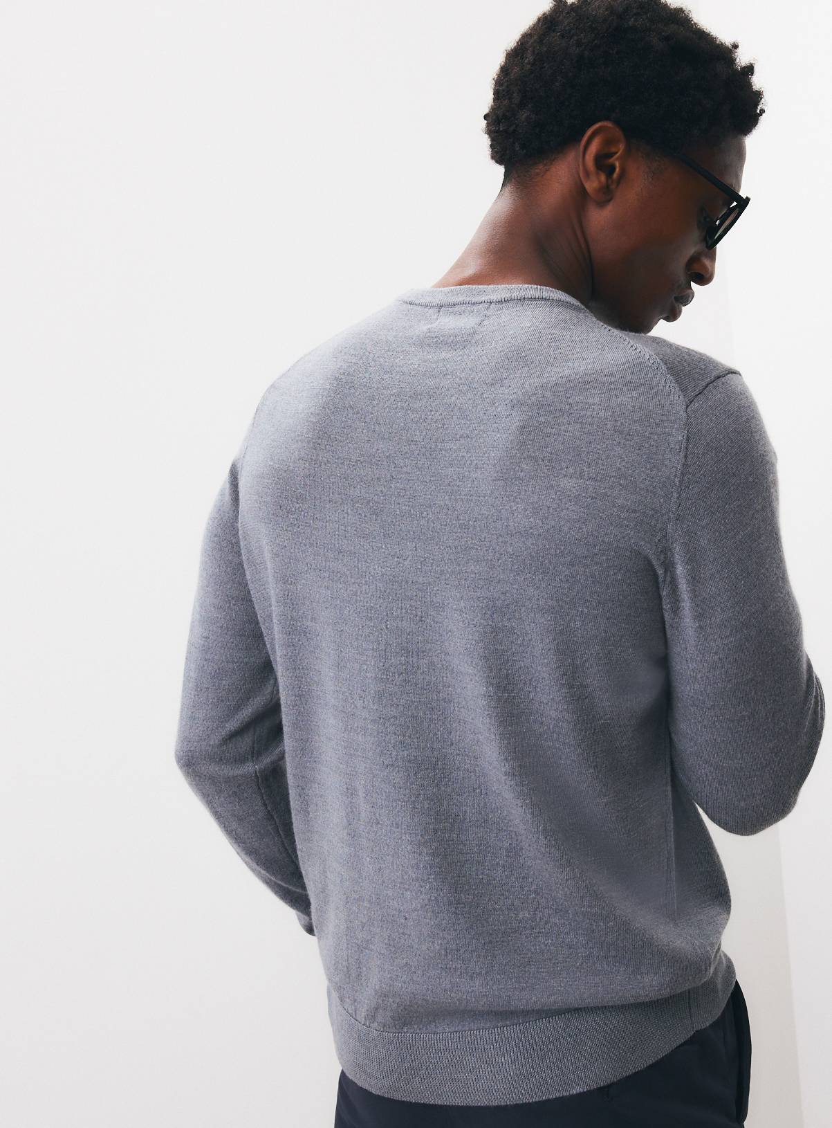 Grey Merino Wool Crew Neck Jumper XXXXL - Image 5