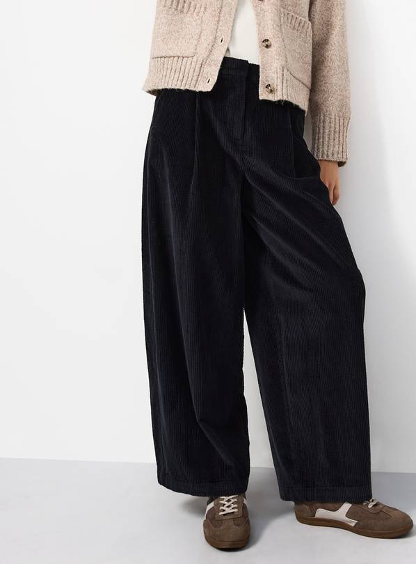 Grey Relaxed Barrel Pleated Corduroy Trousers 16