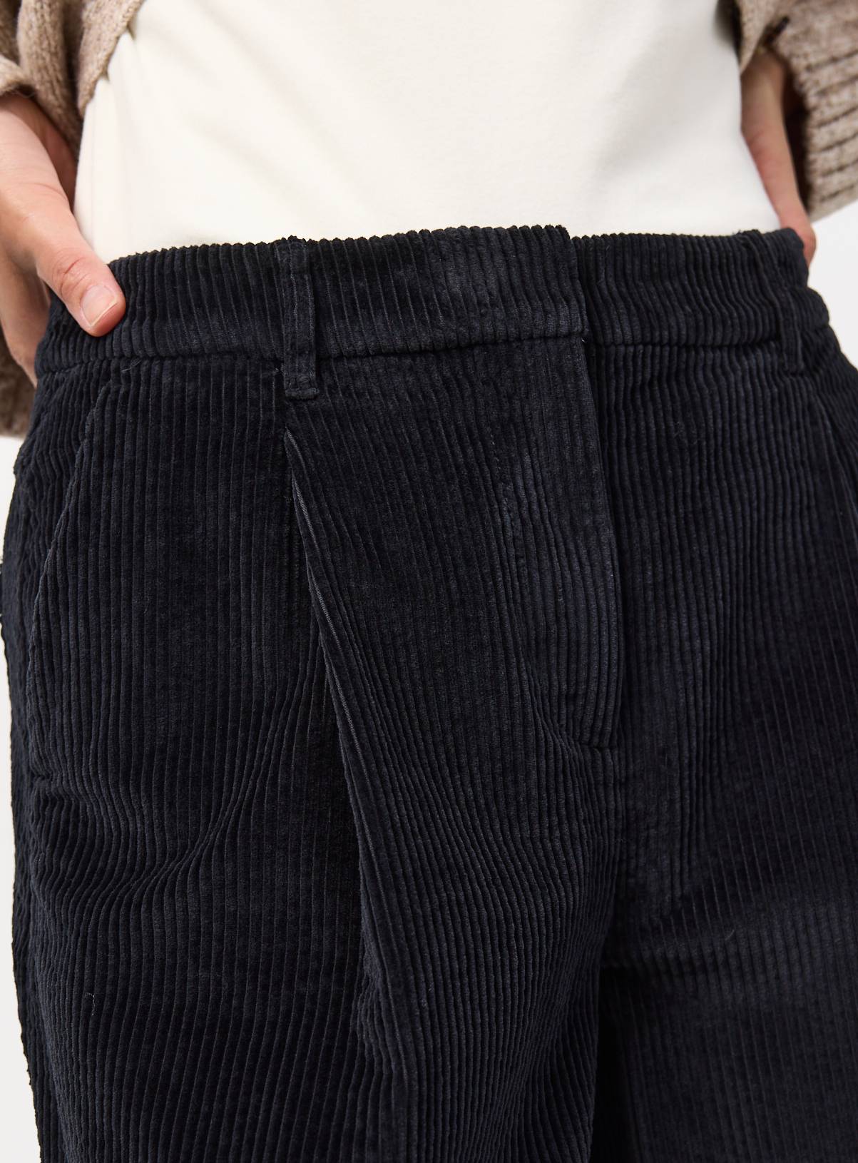 Grey Relaxed Barrel Pleated Corduroy Trousers 8 - Image 3