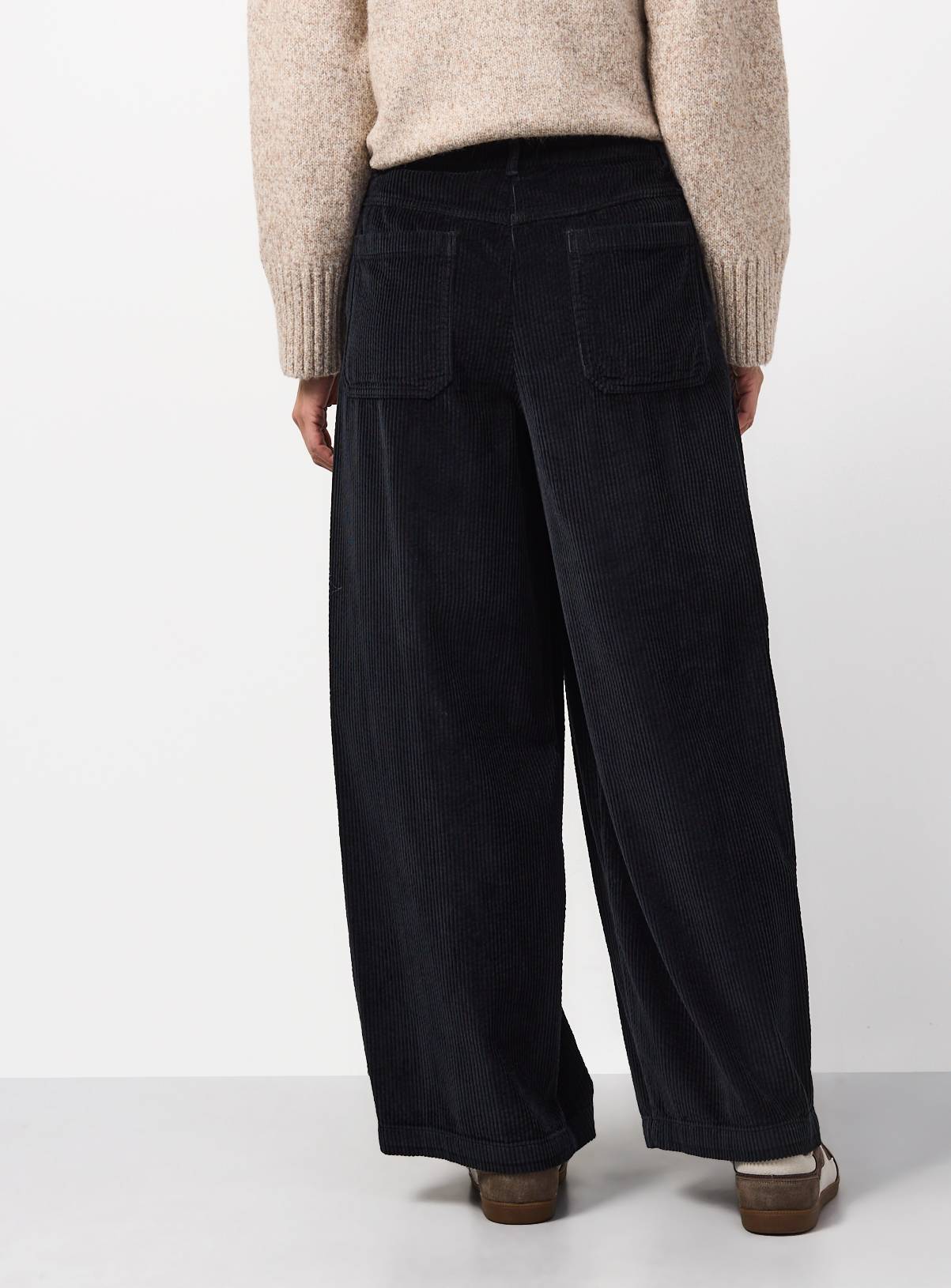 Grey Relaxed Barrel Pleated Corduroy Trousers 8 - Image 4