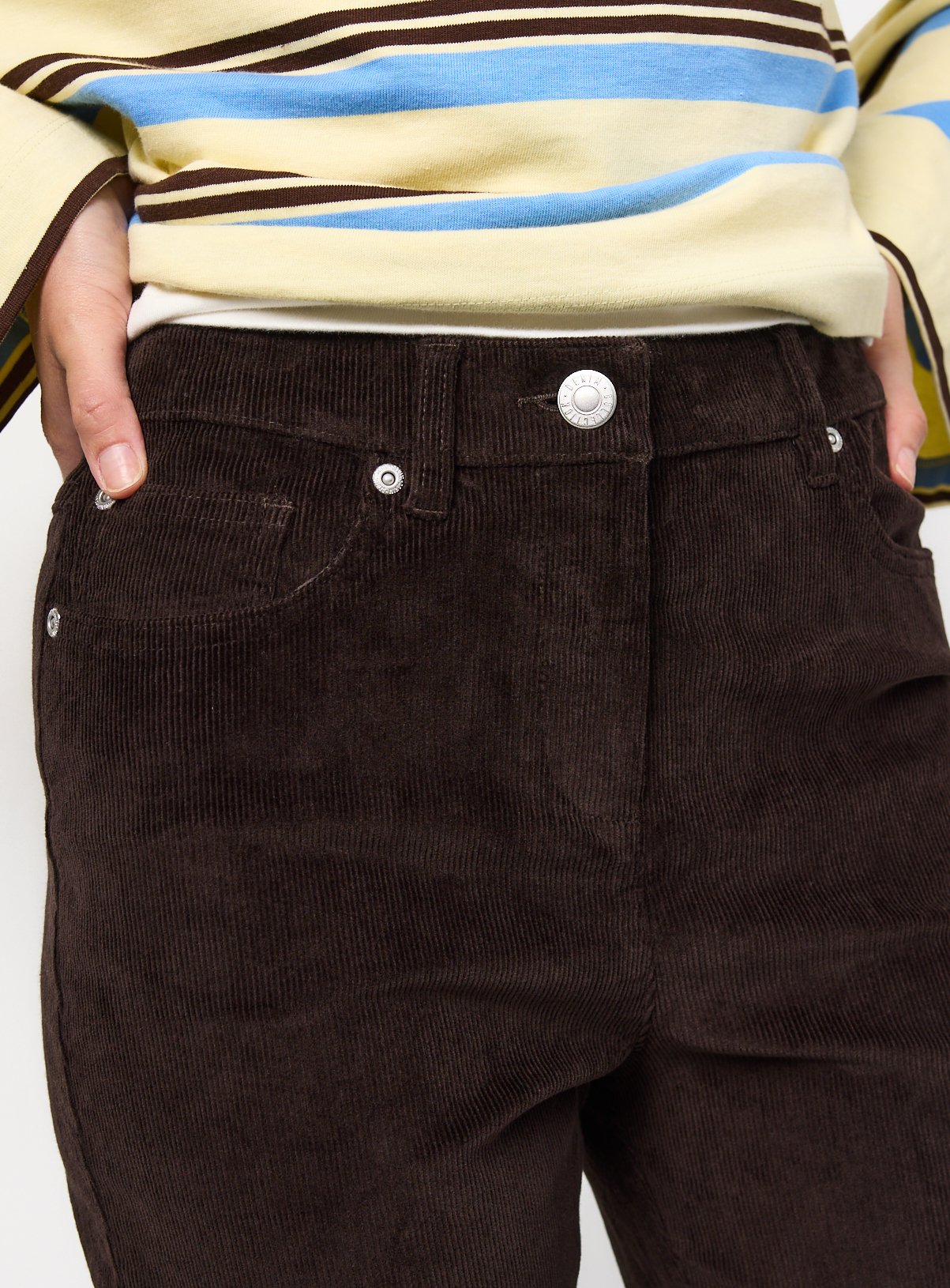Brown Corduroy Slim Leg Trousers 18 - Image 3 thumbnail