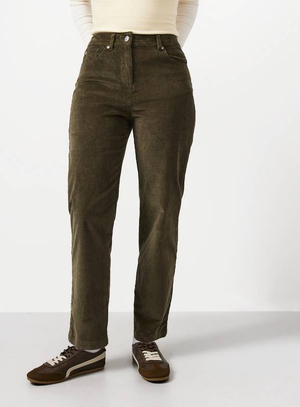 Khaki Corduroy Slim Leg Trousers 22