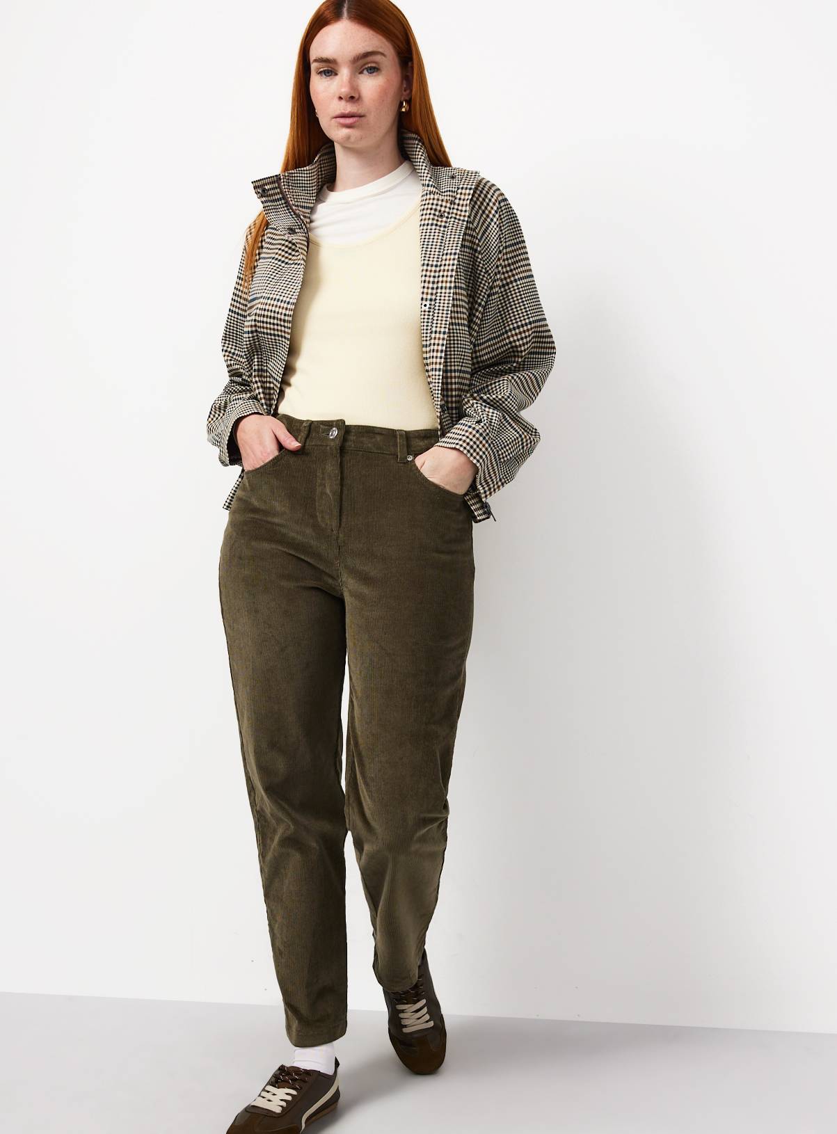 Khaki Corduroy Slim Leg Trousers 12 - Image 2