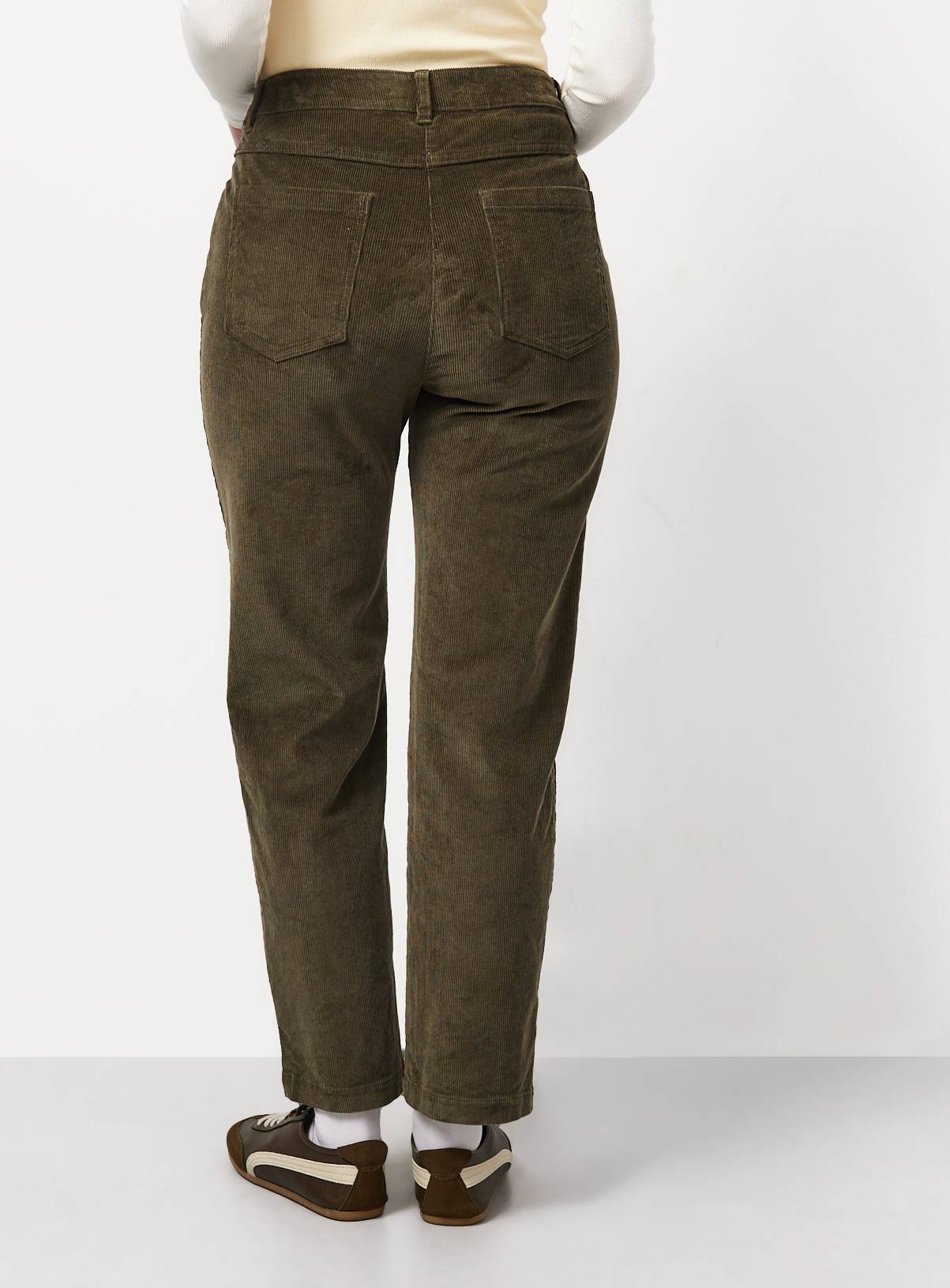 Khaki Corduroy Slim Leg Trousers 12 - Image 4