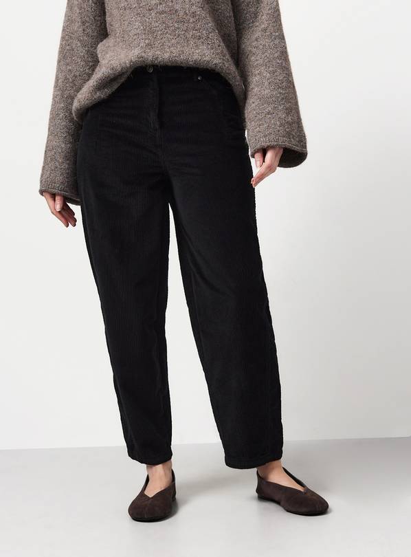 Black Corduroy Barrel Trousers 16