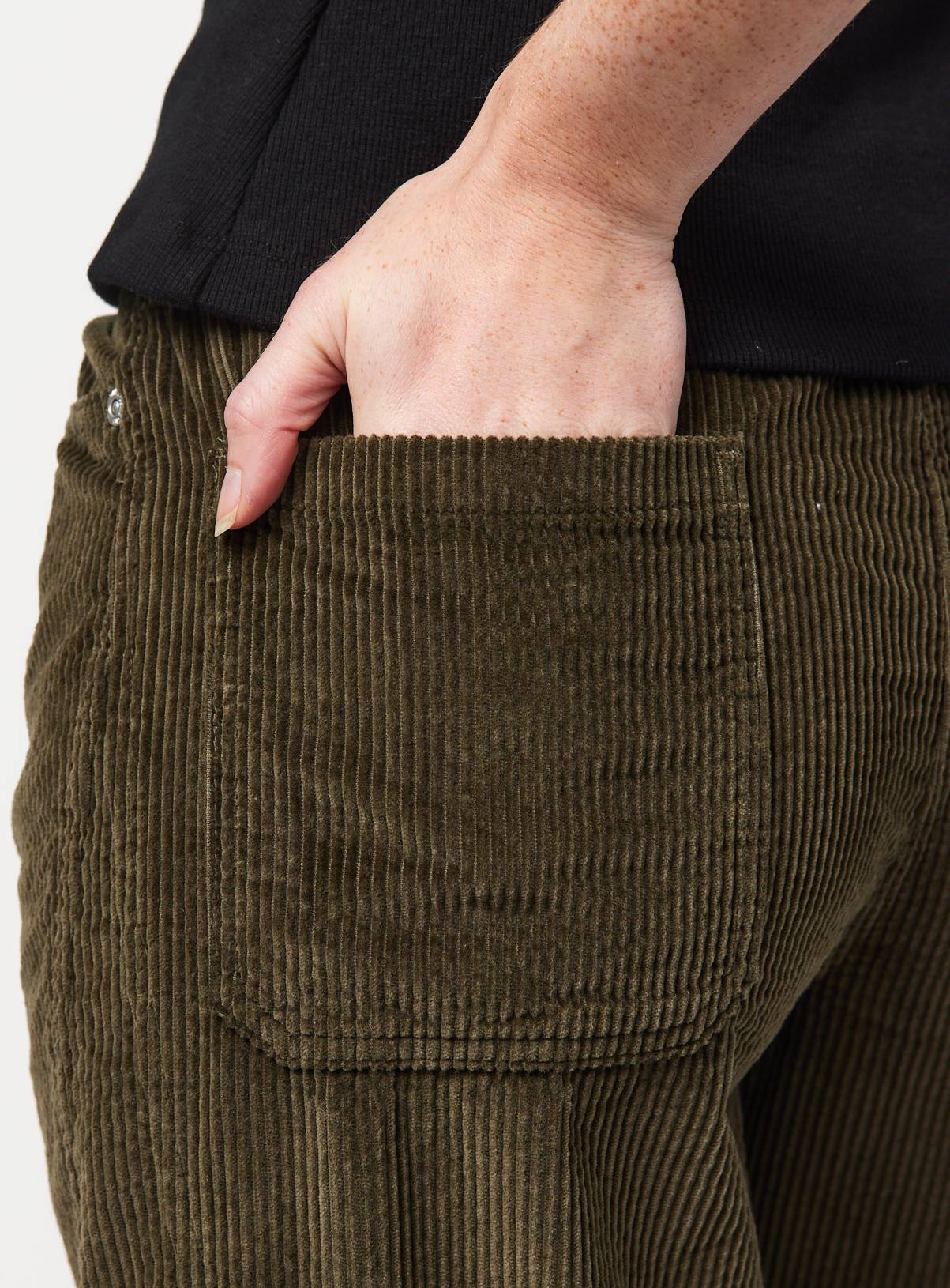 Khaki Corduroy Barrel Trousers 18 - Image 3