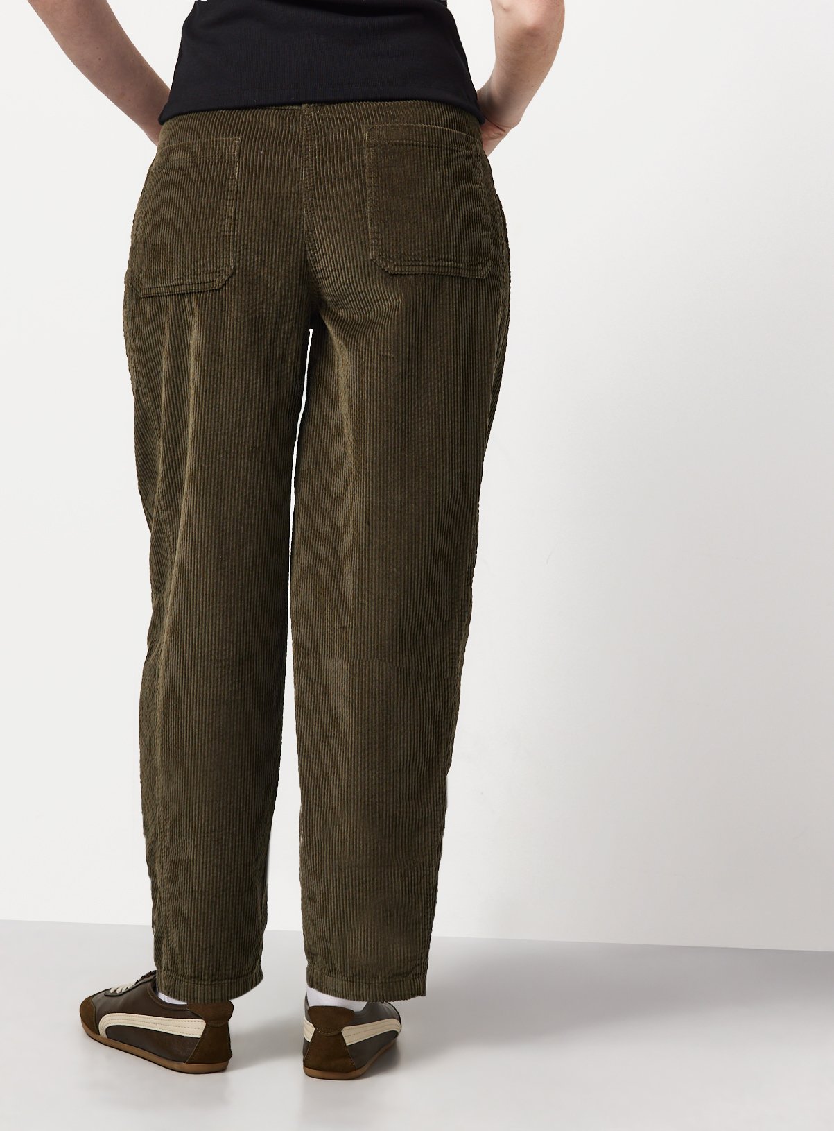 Khaki Corduroy Barrel Trousers 18 - Image 4 thumbnail