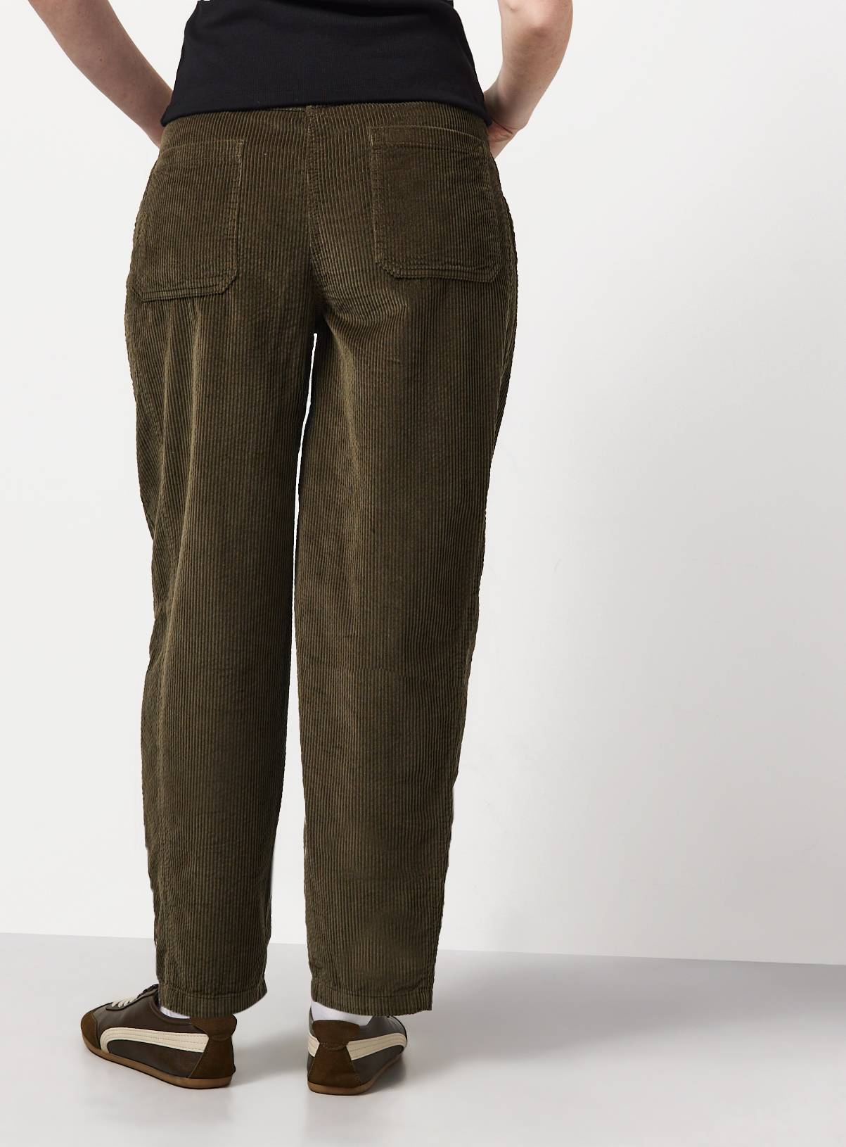Khaki Corduroy Barrel Trousers 18 - Image 4