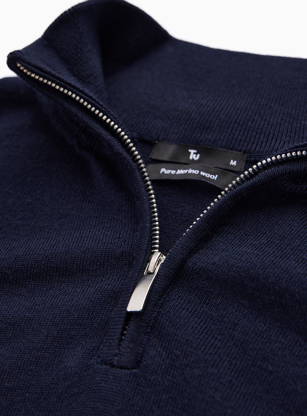 Navy Merino Wool Half-Zip Jumper S - Image 2 thumbnail