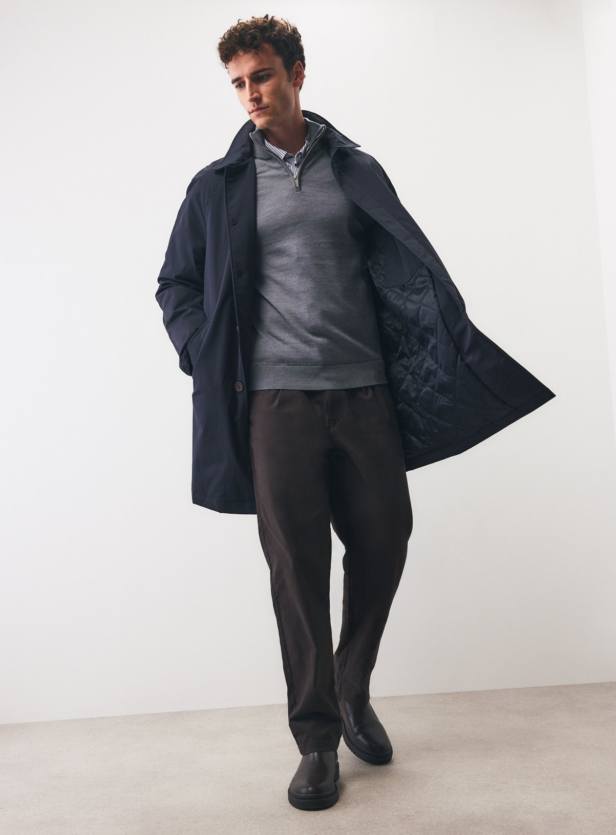 Grey Merino Wool Half-Zip Jumper XXXL - Image 2 thumbnail