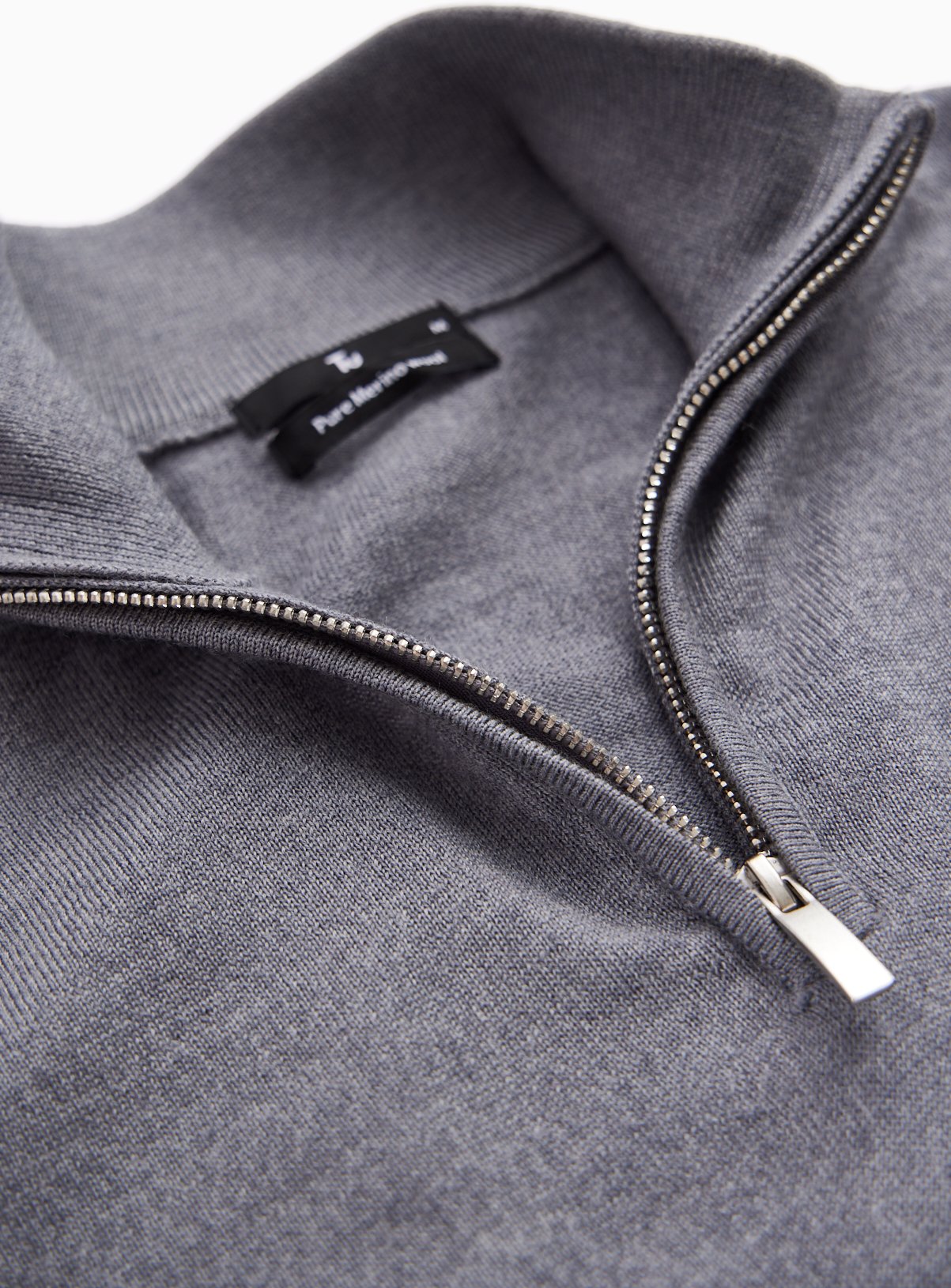 Grey Merino Wool Half-Zip Jumper XXXL - Image 4 thumbnail