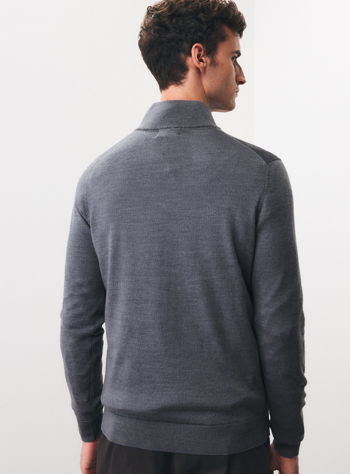 Grey Merino Wool Half-Zip Jumper XXXL - Image 5 thumbnail